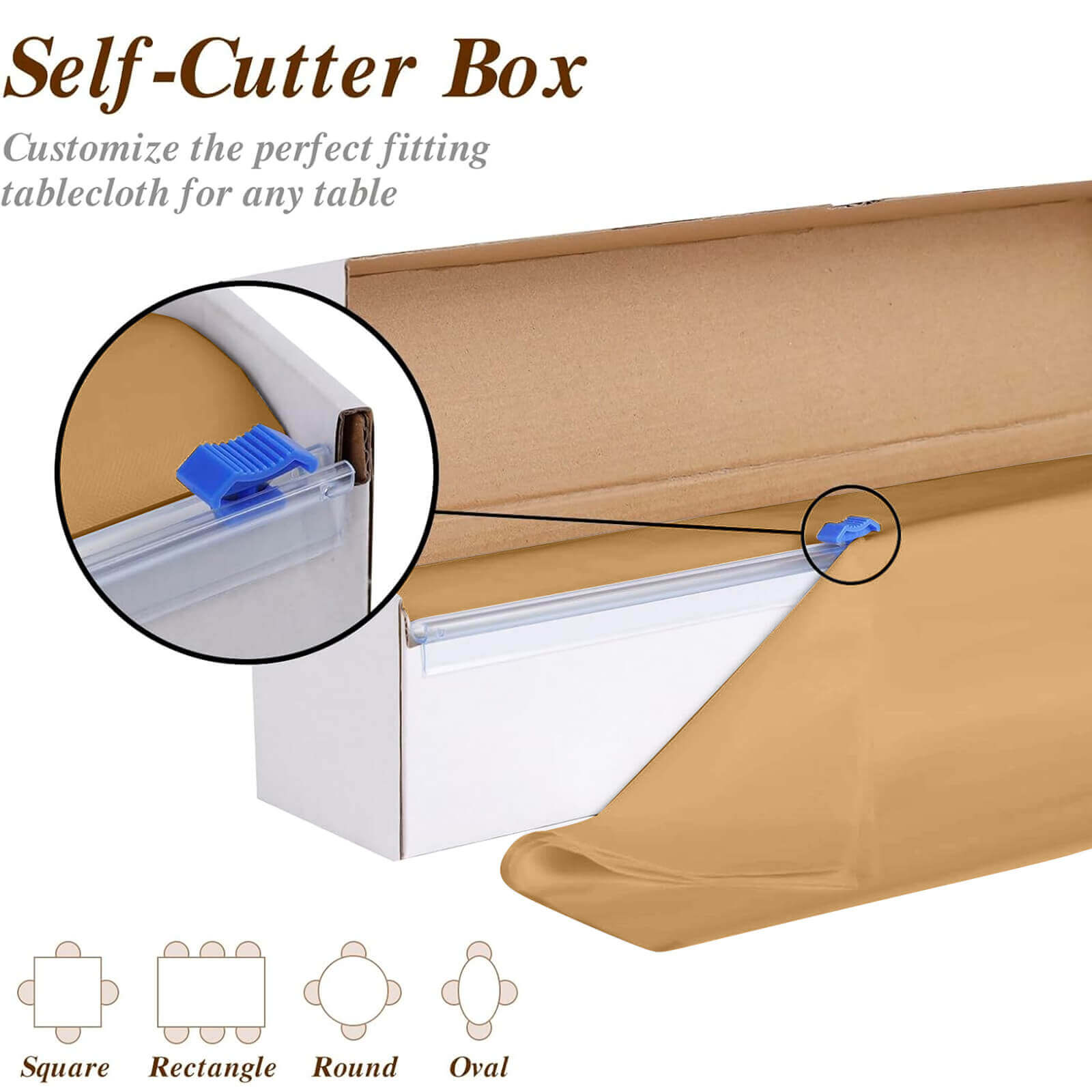 Customizable Gold Plastic Table Cover Roll with Slide Cutter, 54x300ft