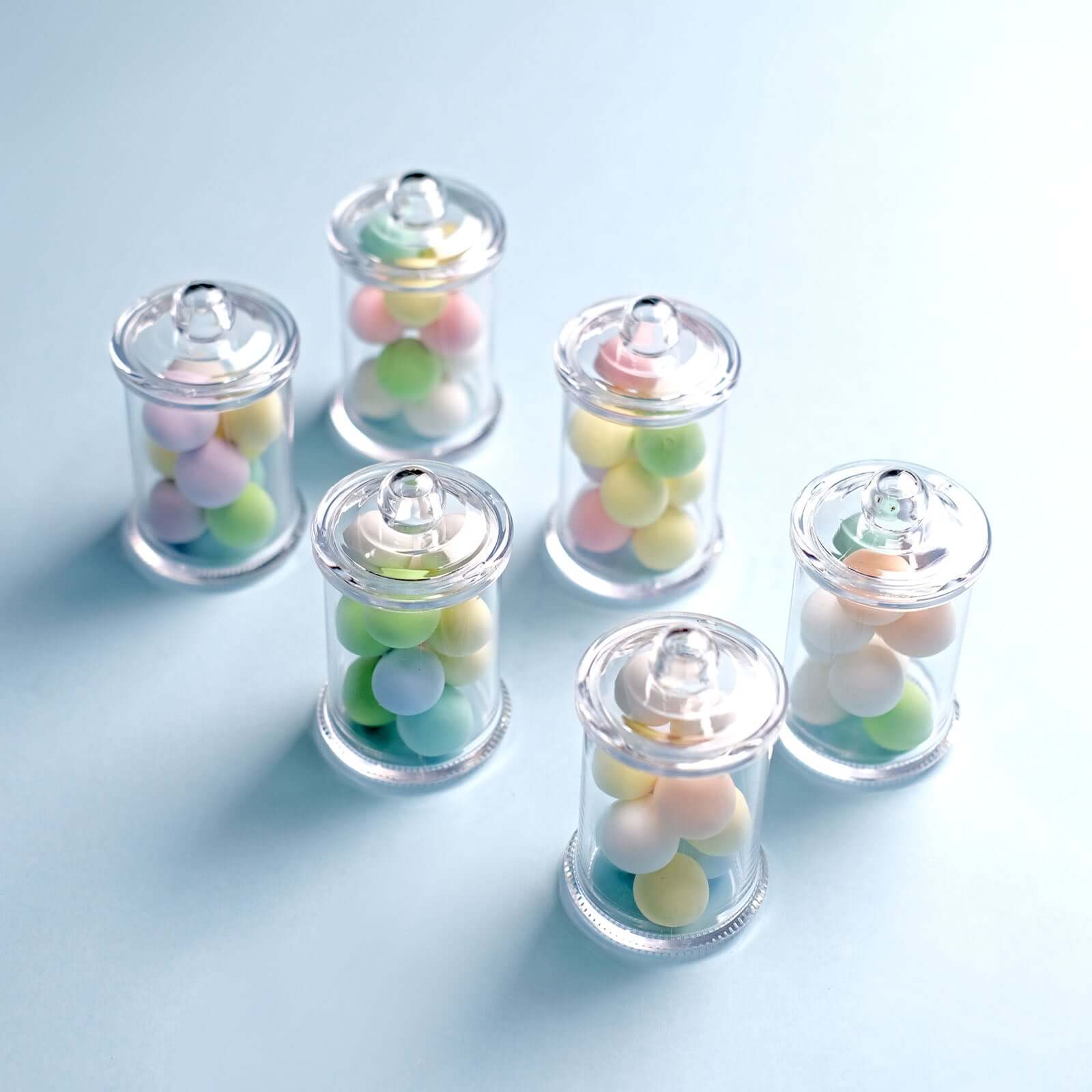 Hot Sale! 12-Pack Disposable Plastic Candy Jars with Clear Lids for Party Favors, 3.5 Inches
