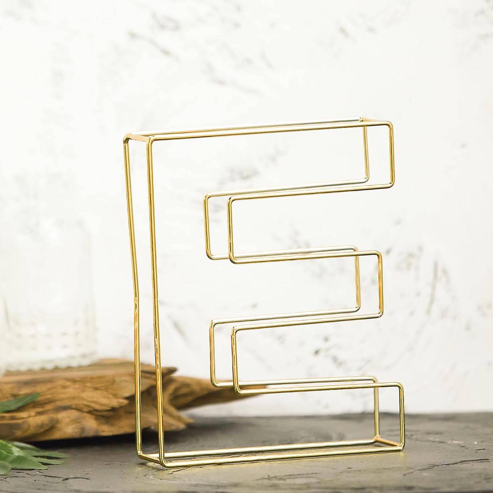 Hot Sale! 8-Foot Gold Freestanding 3D Decorative Metal Wire Letter 'E' for Wedding Centerpieces