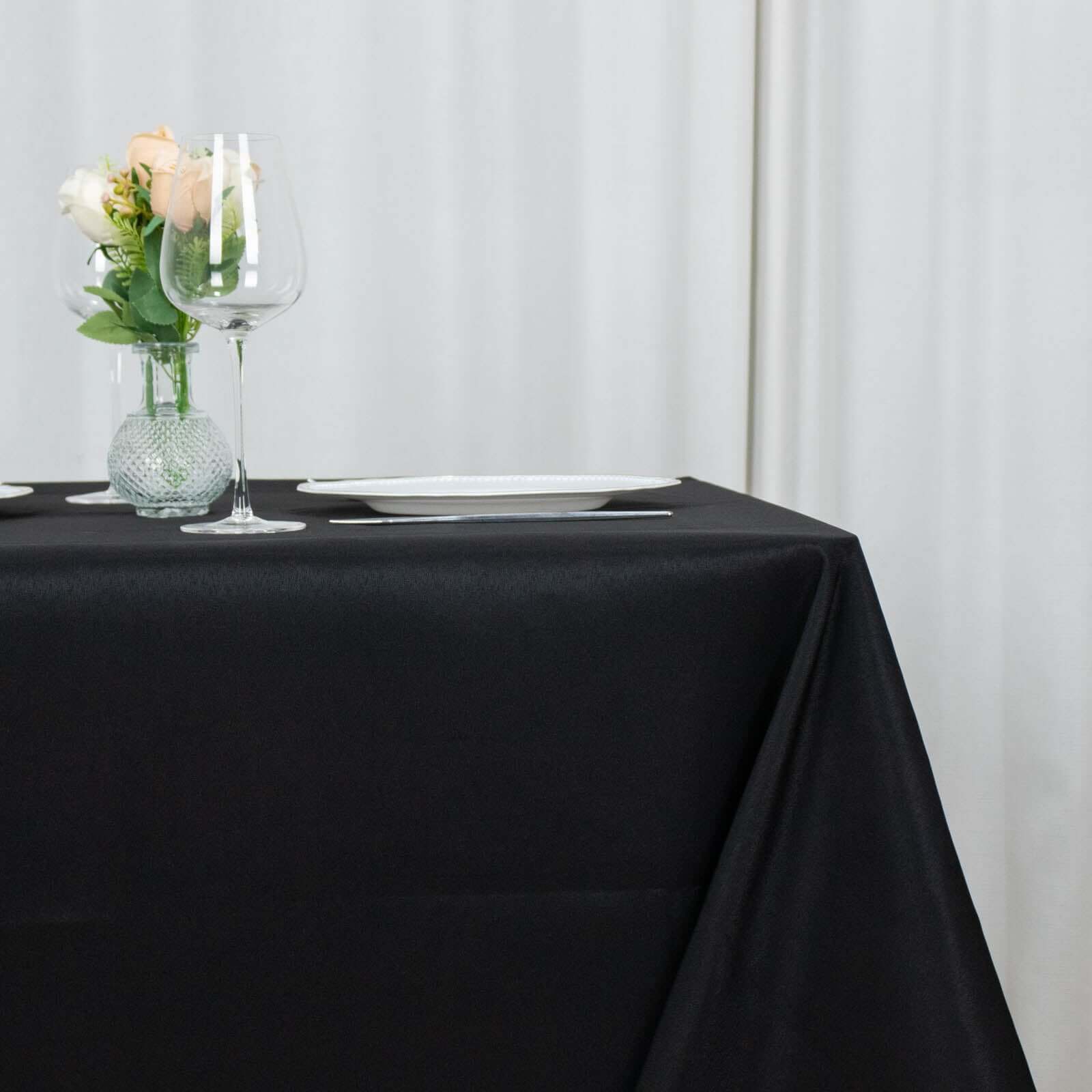 Hot Deal! 90x90 Black 220GSM Wrinkle-Resistant Premium Polyester Square Tablecloth