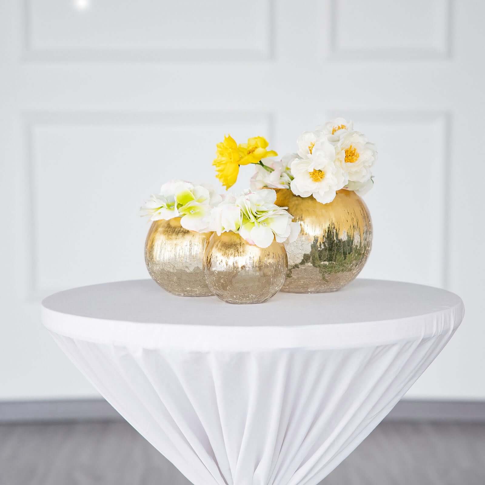 Stylish Gold Foiled Crackle Glass Flower Vase - Ideal Centerpiece for Events, 4.5