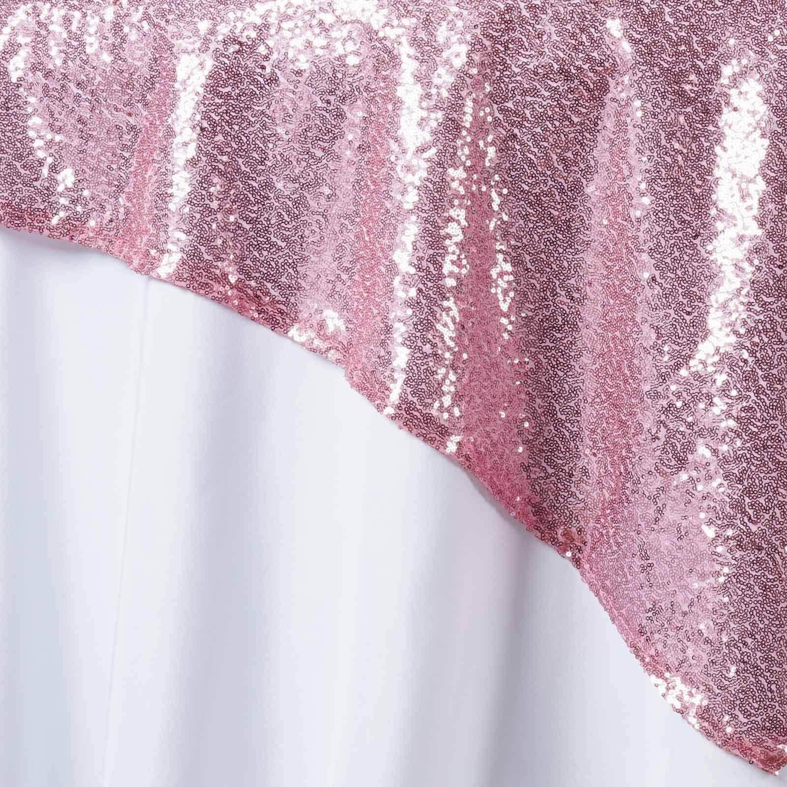 Sparkly Pink Sequin 72x72 Square Table Overlay - Ideal Table Cover