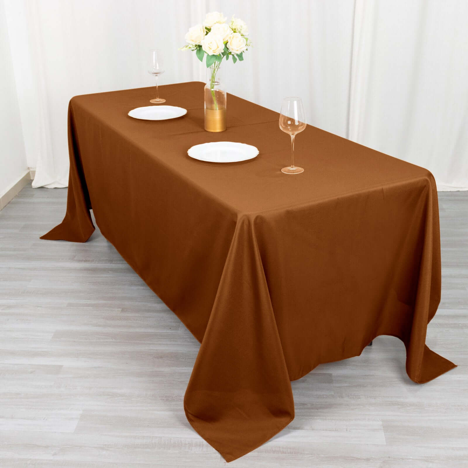 Stylish & Durable Cinnamon Brown Polyester 72x120 Rectangle Tablecloth