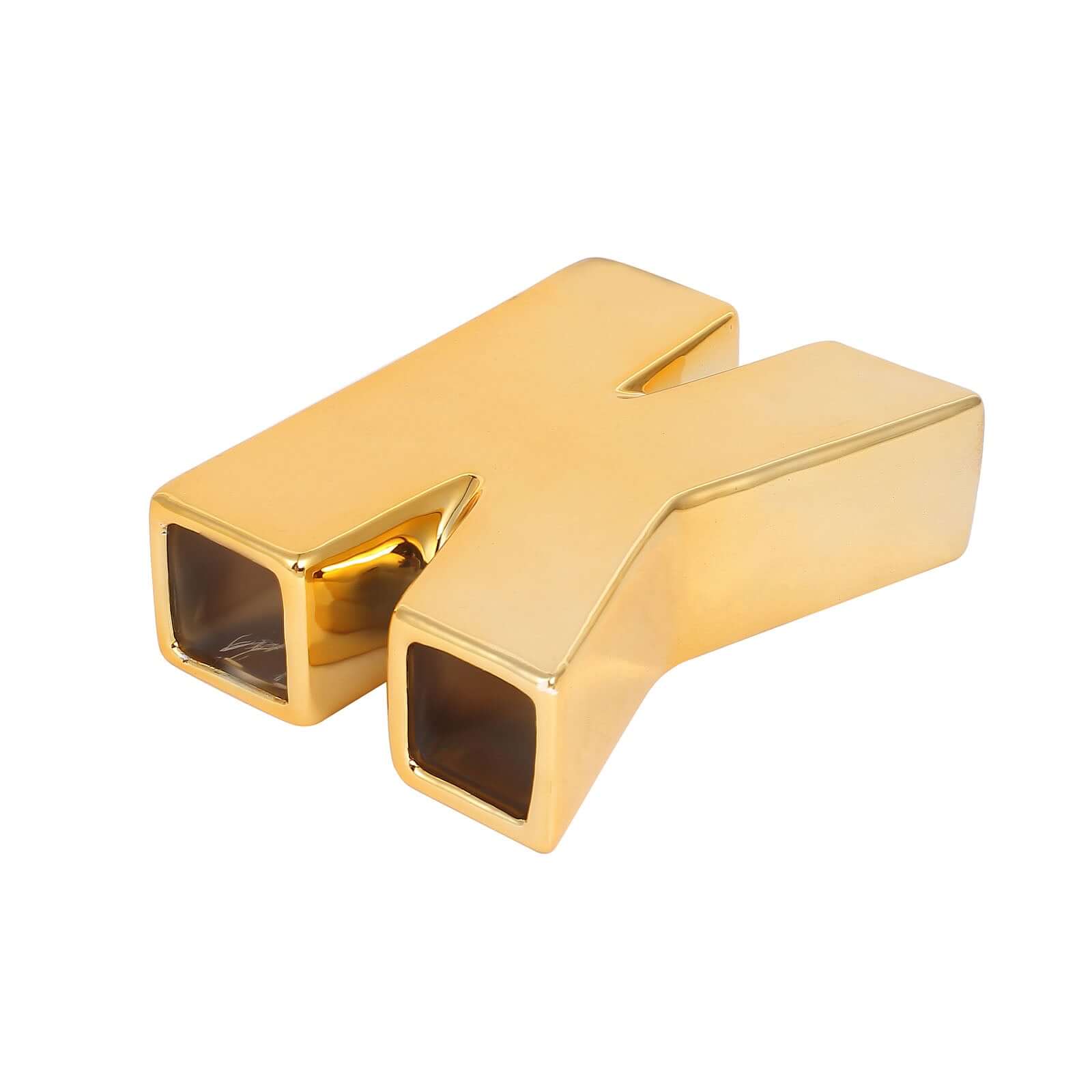 Elegant Gold-Plated Ceramic Letter K Vase - Ideal Planter for Events and Decor