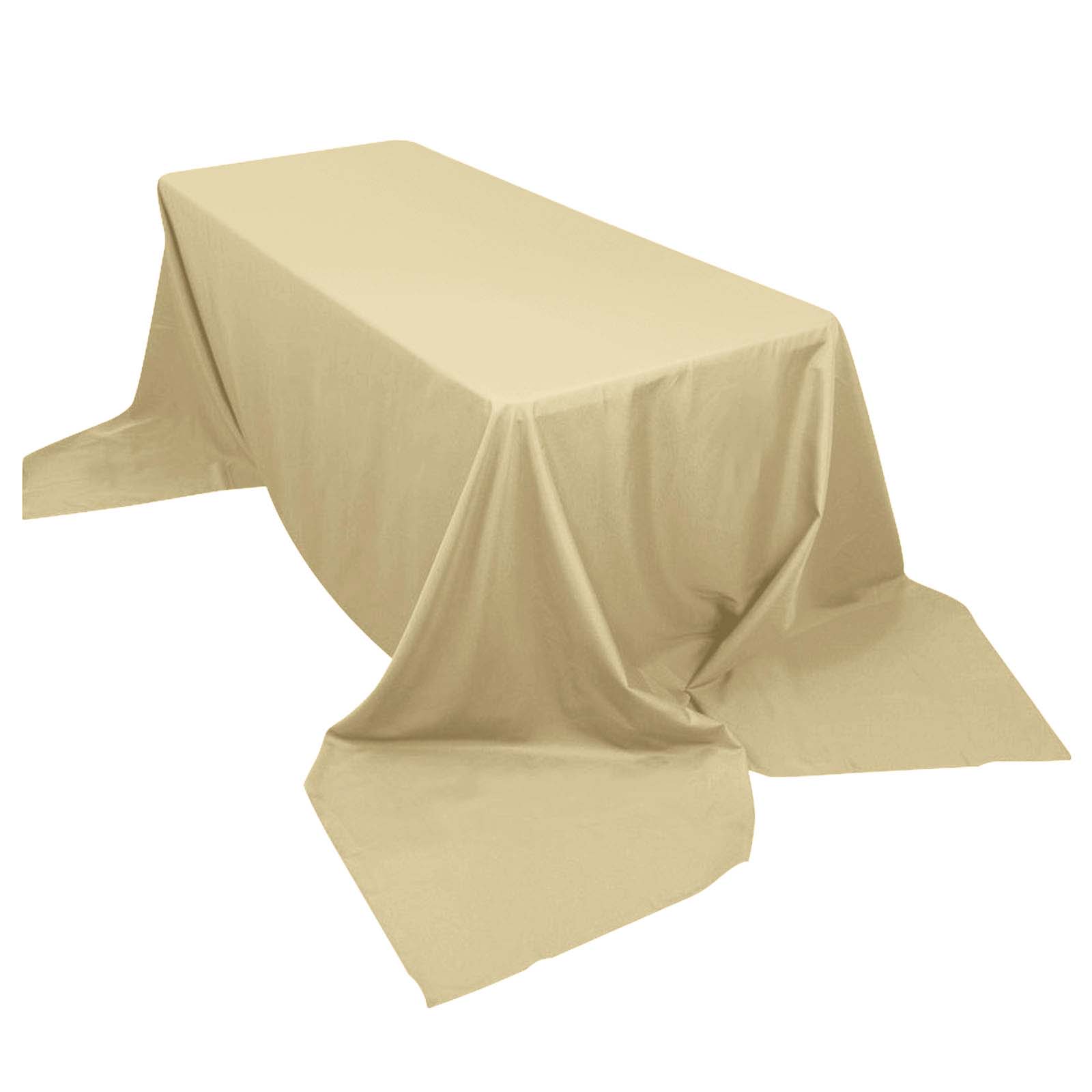 Premium Seamless Wrinkle-Resistant Polyester Rectangle Tablecloth in Champagne (90x156)