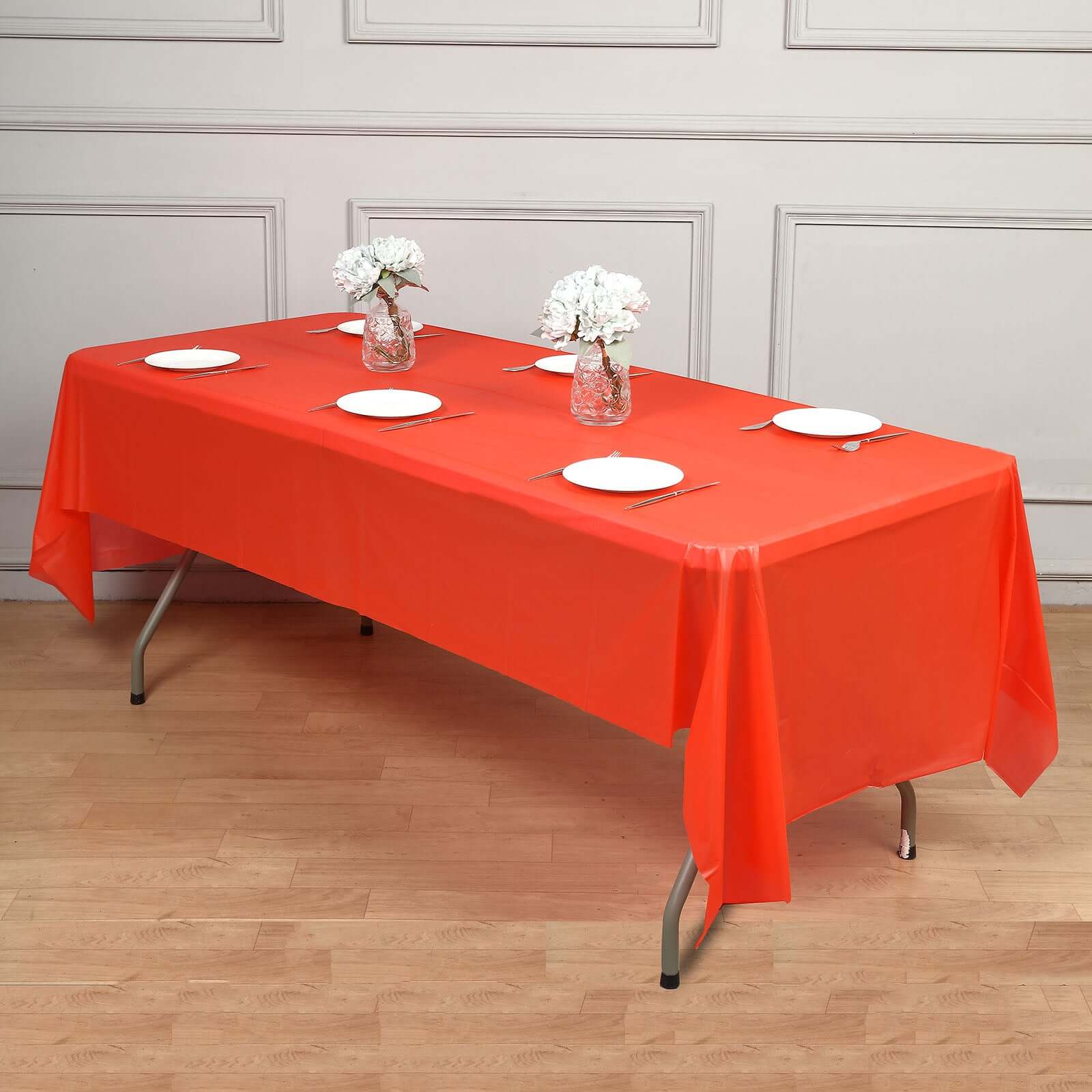 Hot Deal! 5-Pack Red PVC Disposable Rectangle Table Covers 54x108