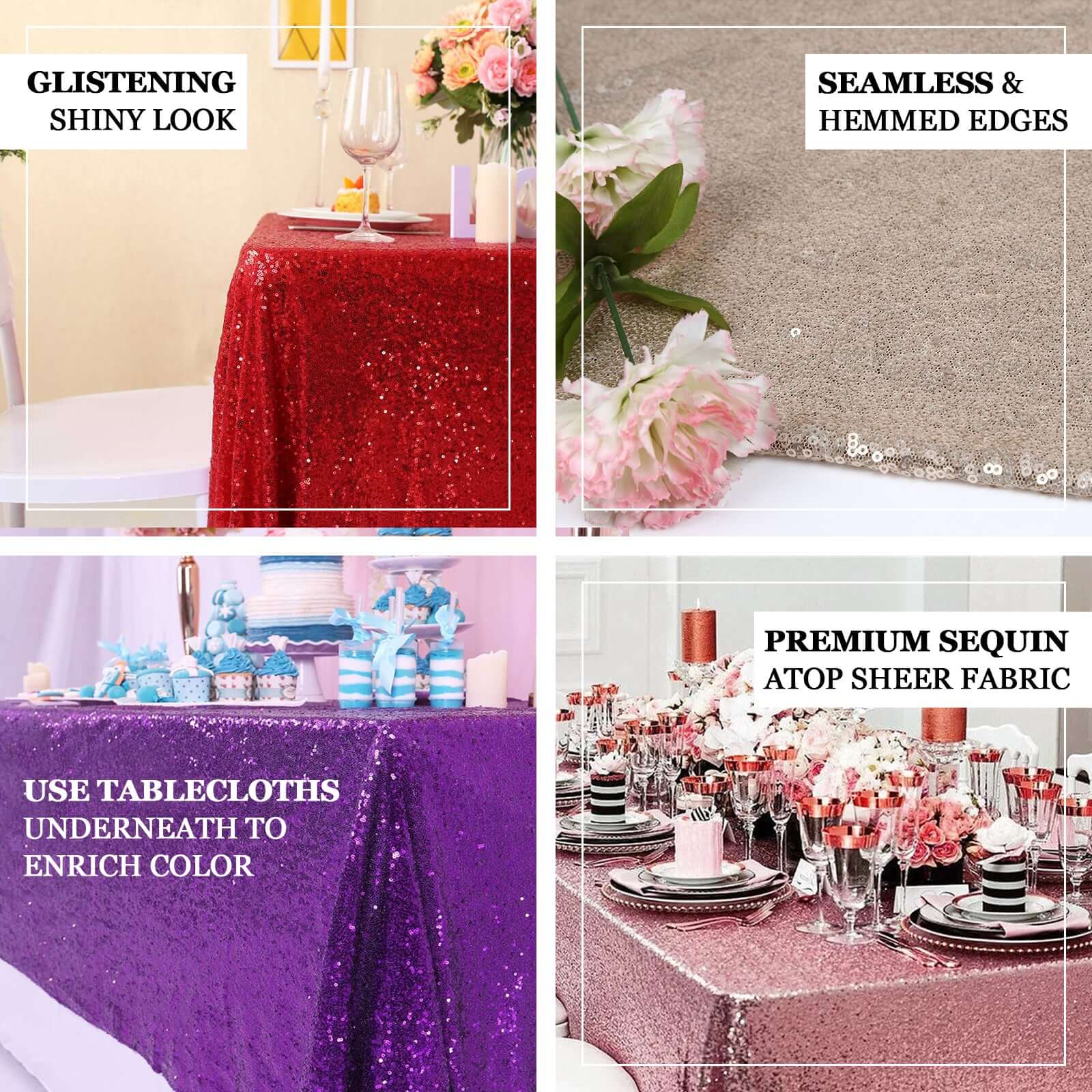 Gold Sequin Rectangle Tablecloth (60x126) - Sparkling for Festive Celebrations