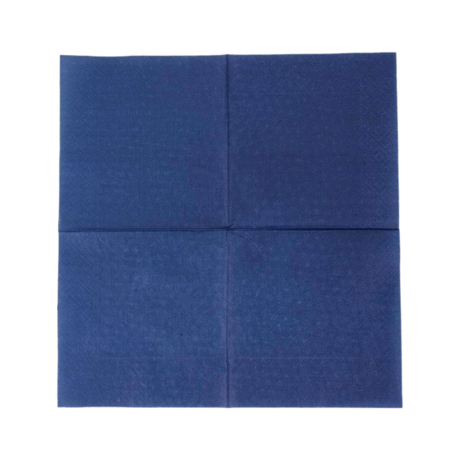 50-Piece Navy Blue 2-Ply Disposable Soft 18GSM 5x5 Cocktail Beverage Paper Napkins