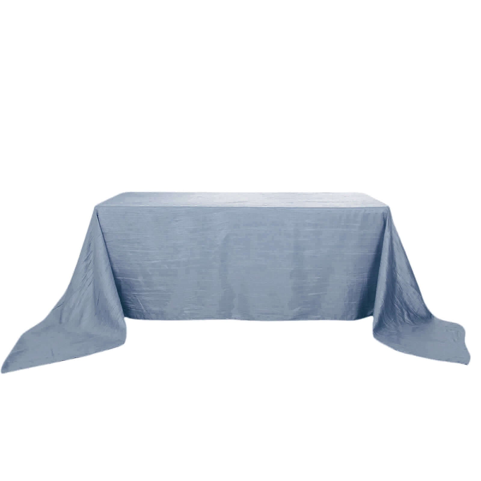 Exclusive Dusty Blue Crinkle Taffeta Rectangle Tablecloth 90x156 - Ideal for Events