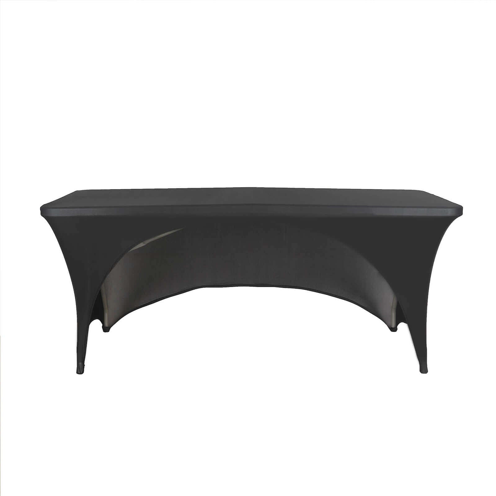 Black Stretch Spandex Table Cover for Events: Tailored Look with Curved Open Back