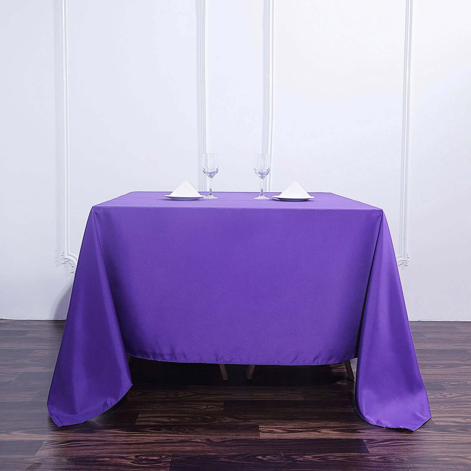 Premium Purple 90x90 Polyester Square Tablecloth - Wrinkle-Free & Durable for Events