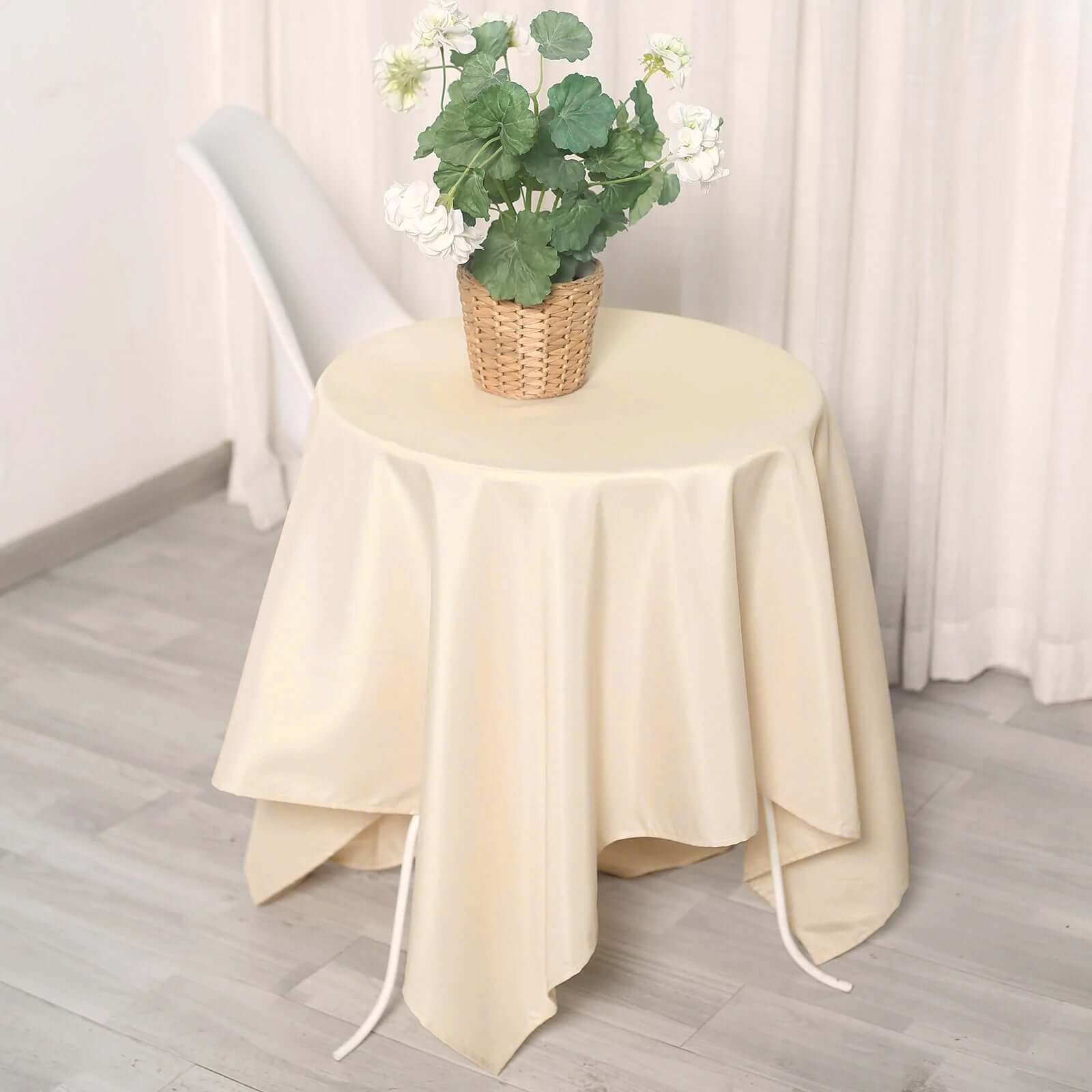 Hot Sale! 54x54 Polyester Square Beige Tablecloth - Wrinkle-Free & Durable