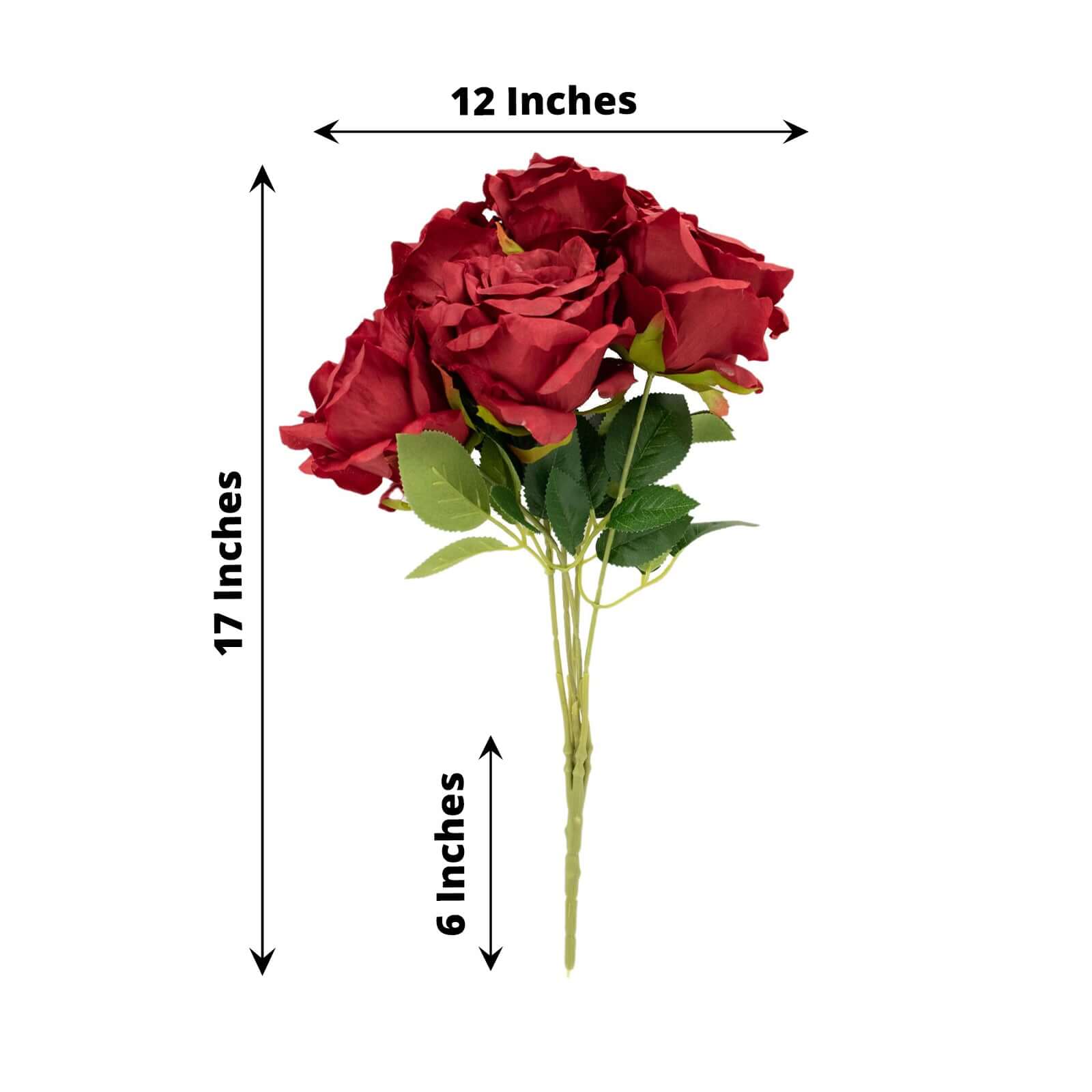 Premium Artificial Burgundy Silk Jumbo Rose Flower Bouquet for Weddings and Decorations