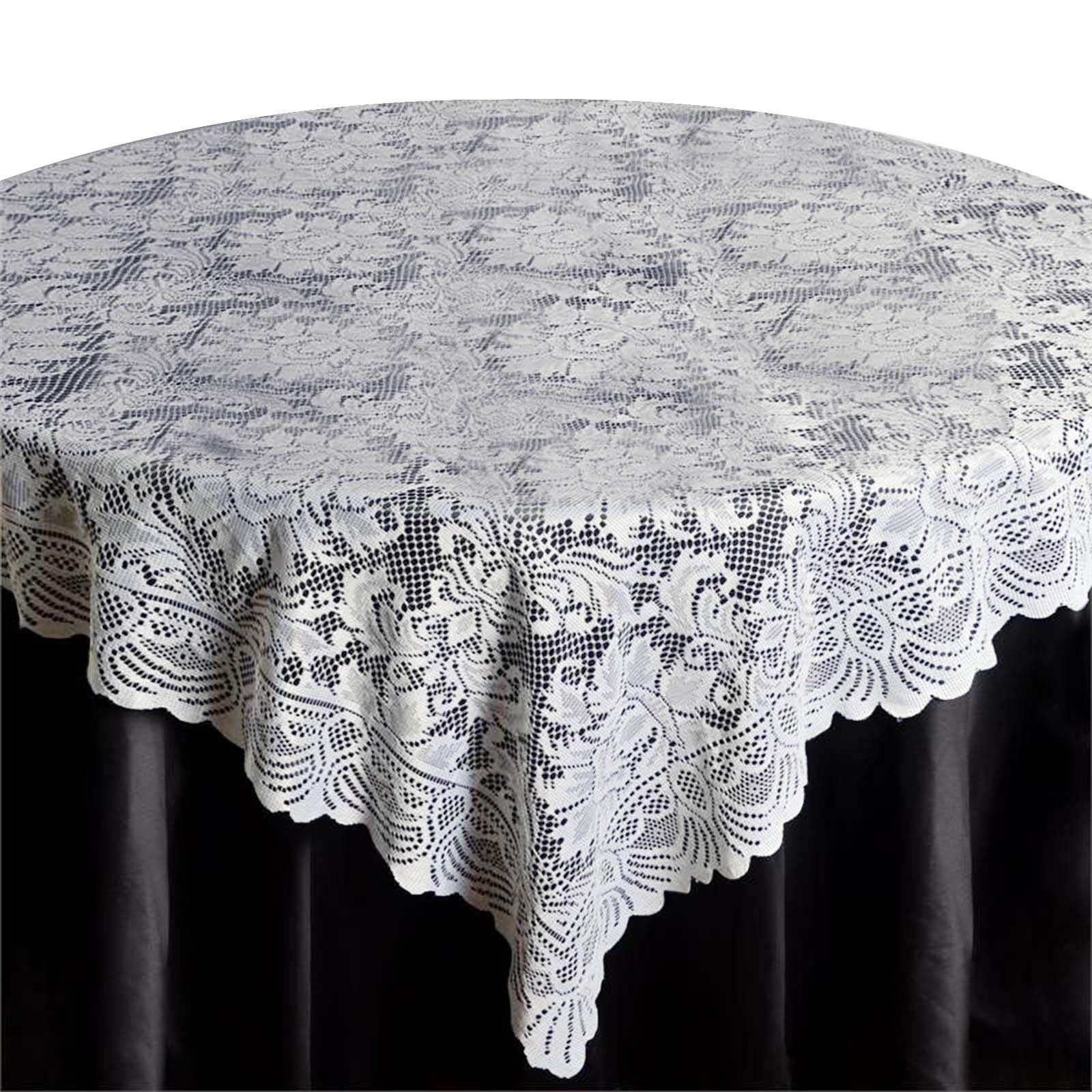 Ivory Lace 90x90 Square Table Overlay - Perfect Table Cover