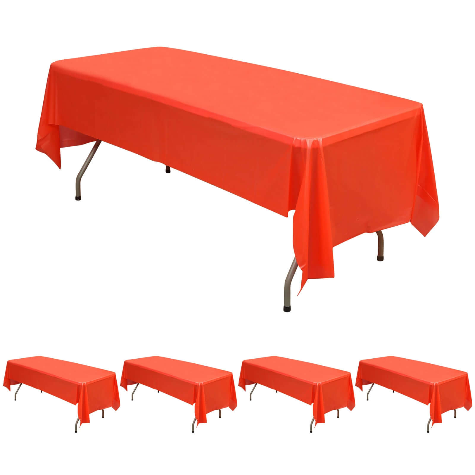 Hot Deal! 5-Pack Red PVC Disposable Rectangle Table Covers 54x108