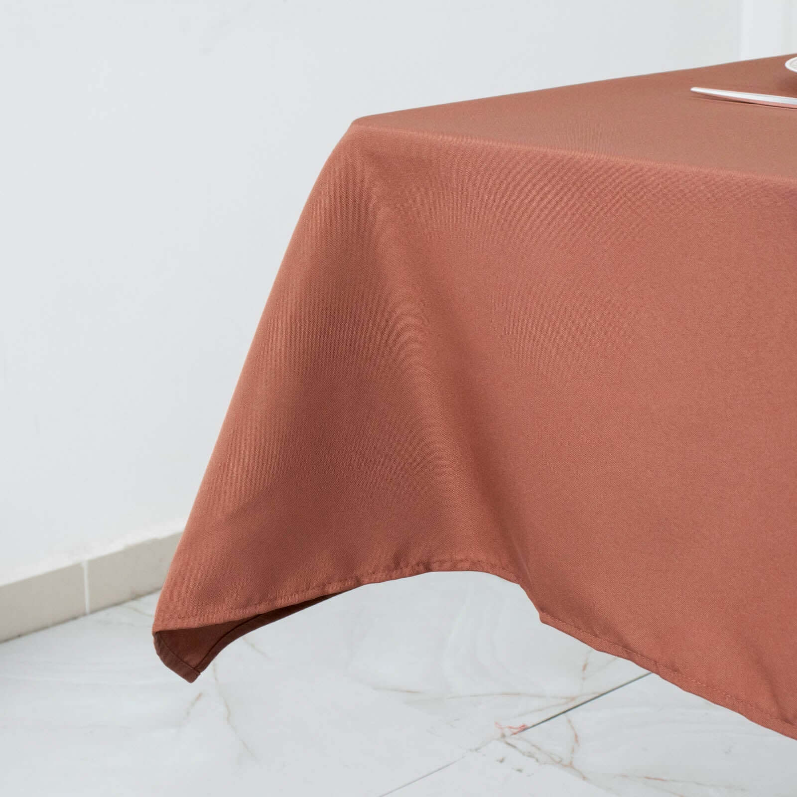 Hot Sale! 54x54 Square Terracotta (Rust) Polyester Tablecloth - 220GSM, Stain & Wrinkle Resistant