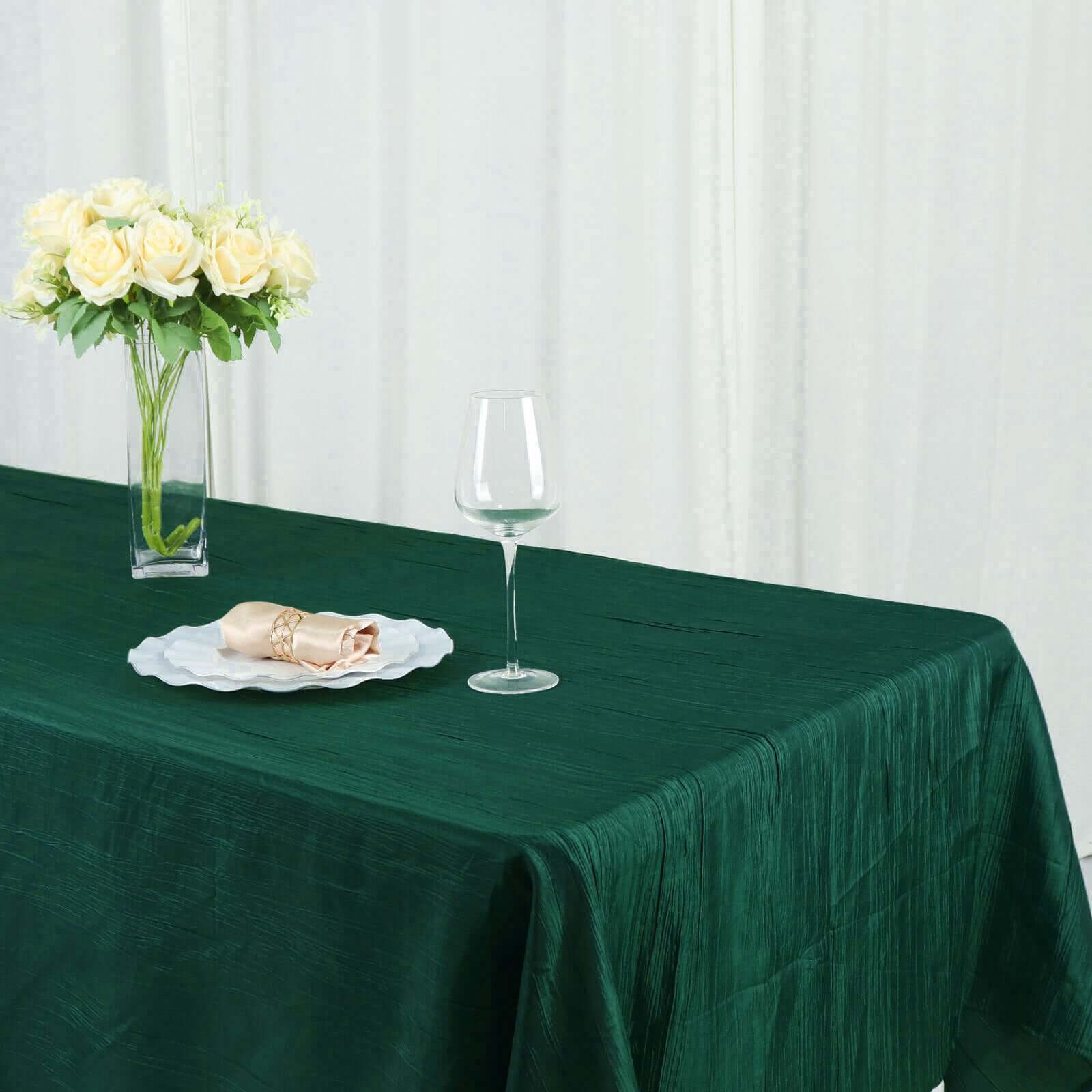 Hunter Emerald Green Crinkle Taffeta Rectangle Tablecloth 60x102