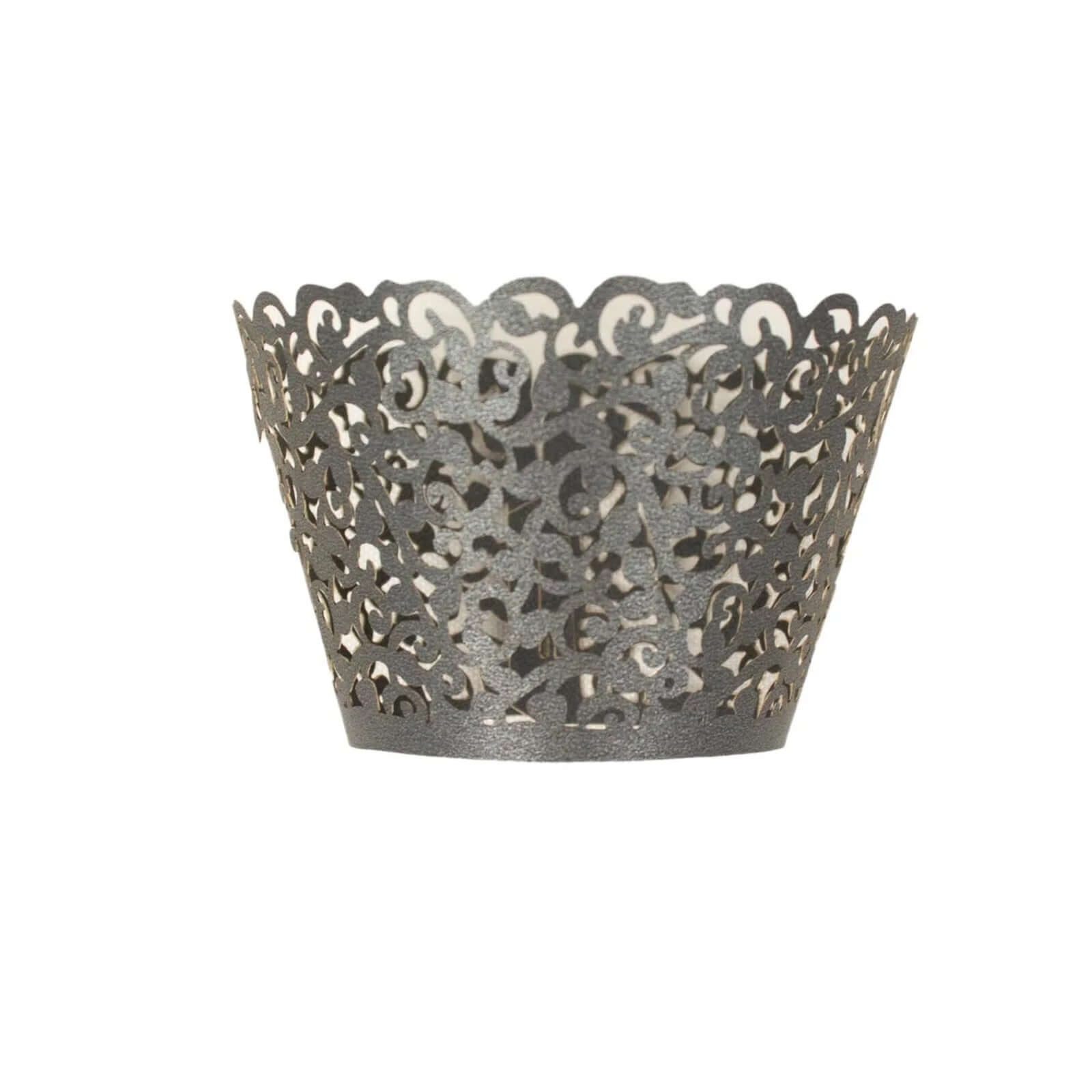 25-Pack Premium Black Lace Laser-Cut Paper Cupcake Wrappers - Ideal for Events
