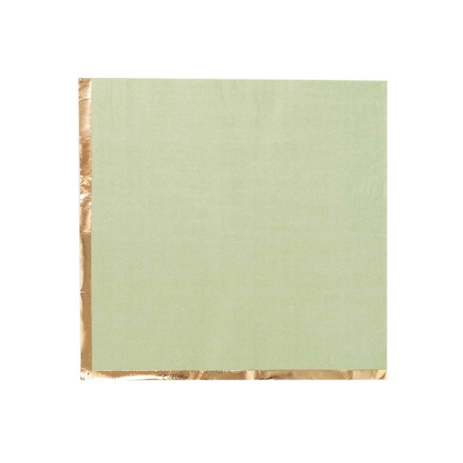 50-Pack Disposable 2-Ply Sage Green Paper Beverage Napkins with Gold Foil Edge - Ideal for Events