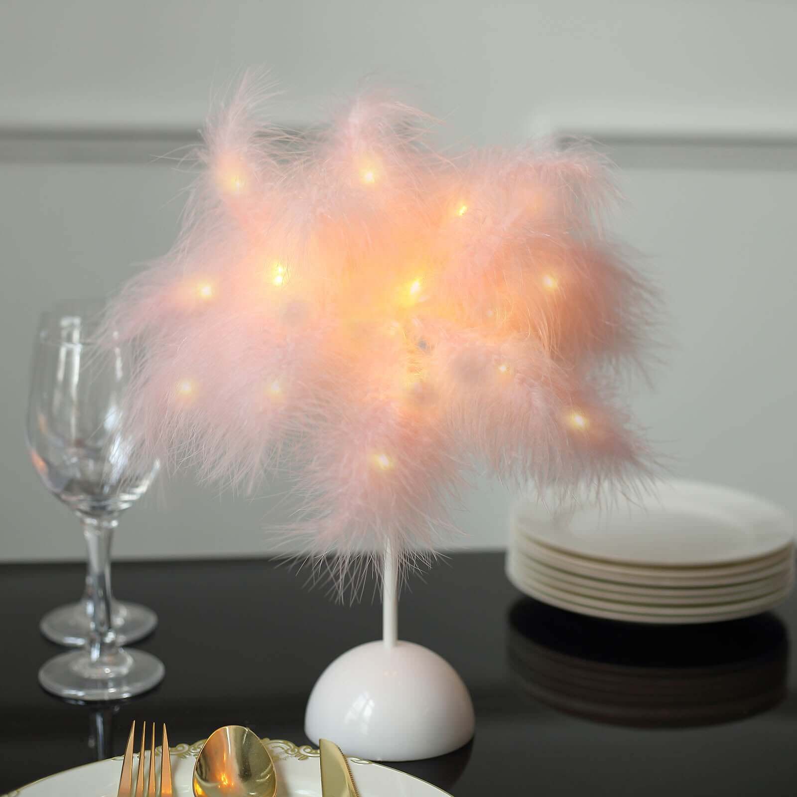 Hot Deal! Blush LED Cordless Table Lamp with Feather Design, 15
