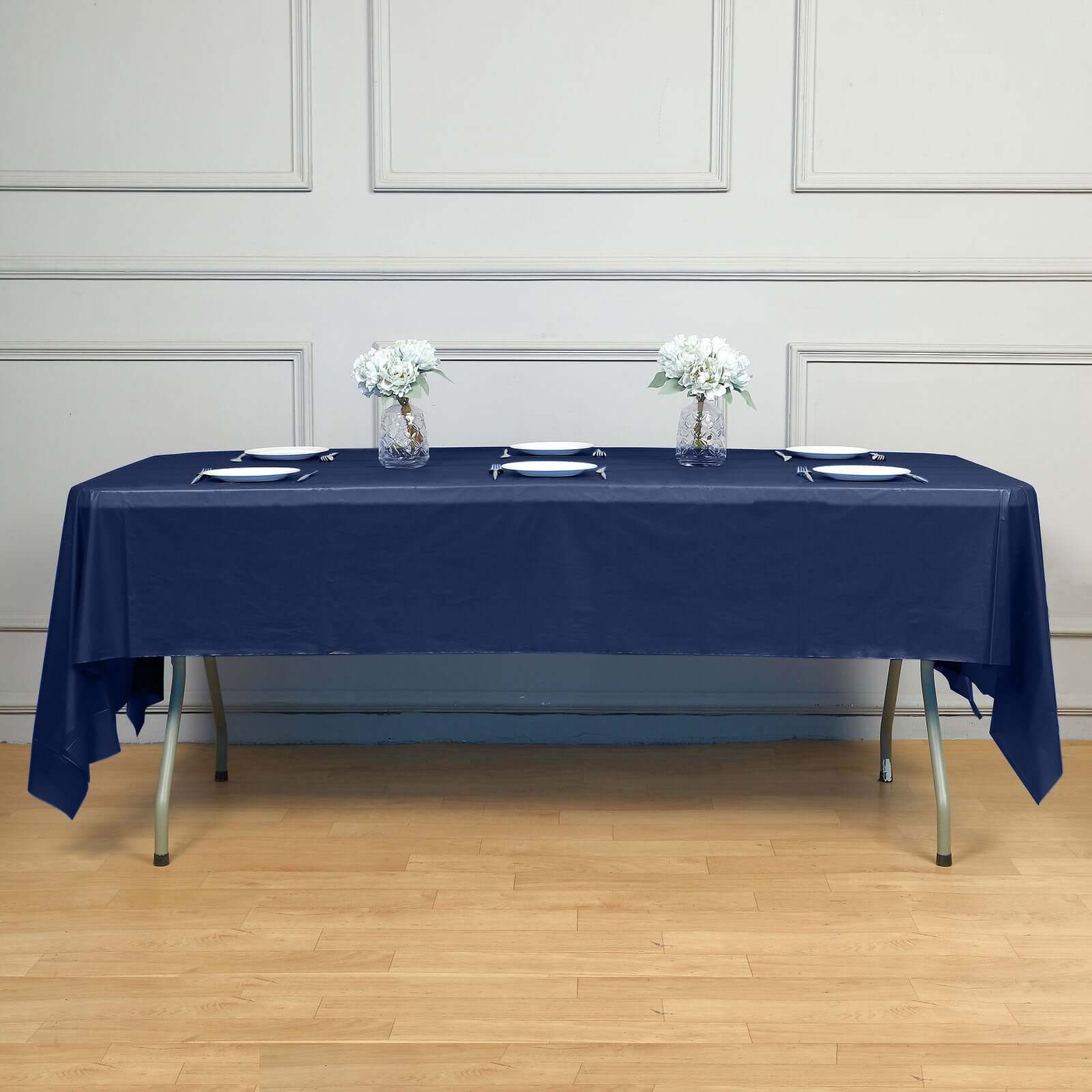 Navy Blue 5-Pack Rectangle Plastic Disposable Table Covers 54x108 - Durable for Gatherings