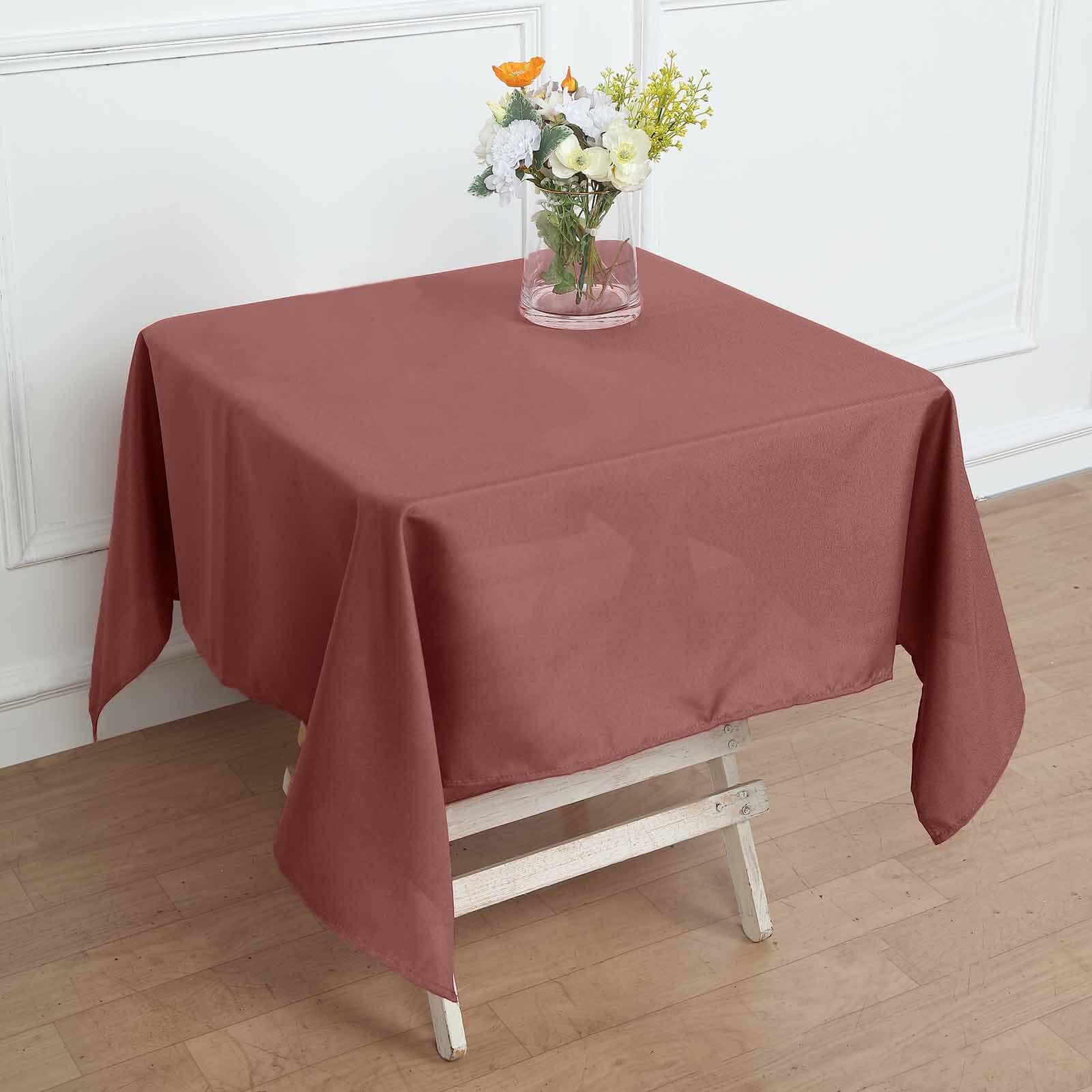 Wrinkle-Resistant & Durable 54x54 Polyester Square Tablecloth in Cinnamon Rose