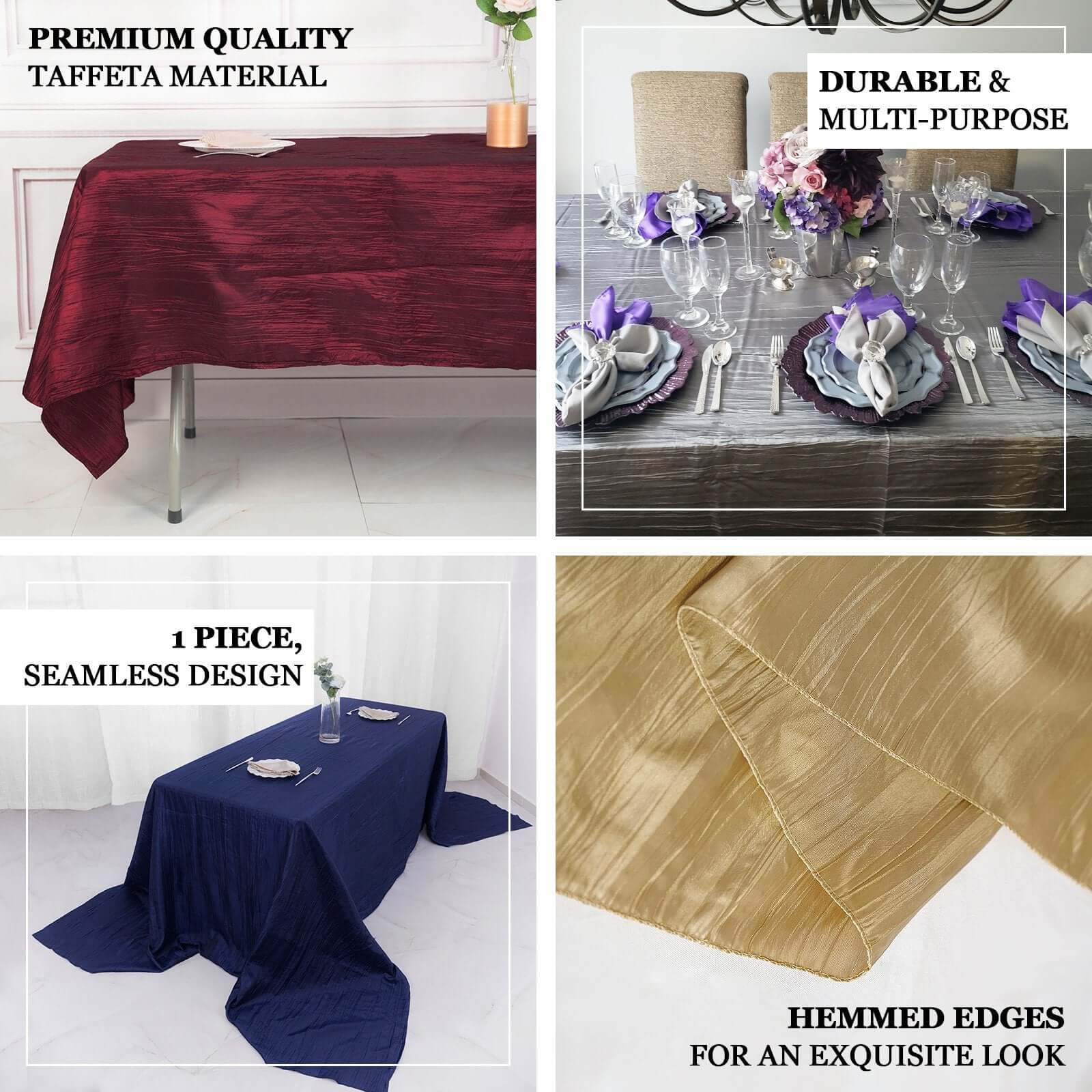 Exclusive Dusty Blue Crinkle Taffeta Rectangle Tablecloth 90x156 - Ideal for Events