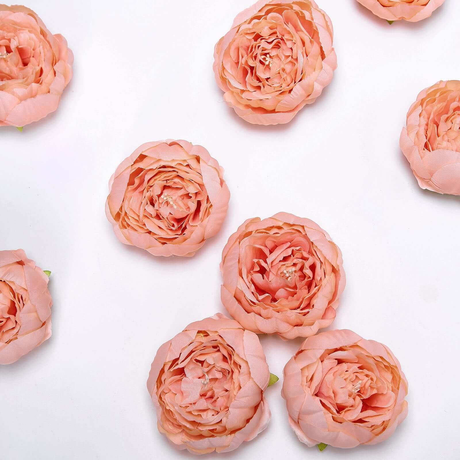 Hot Deal! 10-Pack Peach Artificial Peony Flower Heads for DIY Events & Floral Crafts