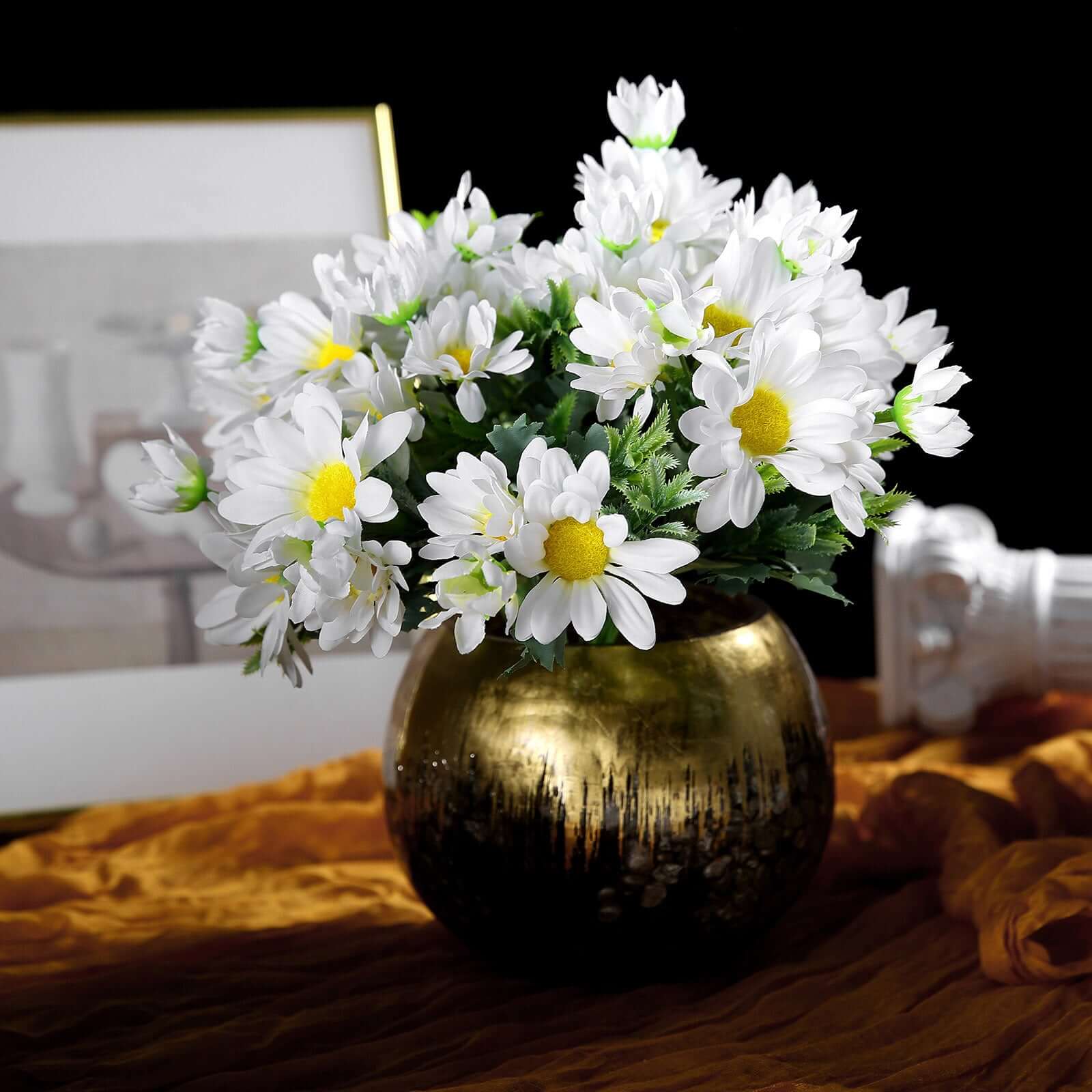 Get 4-Bush Bundle of 11" White Artificial Silk Daisy Flower Bouquets