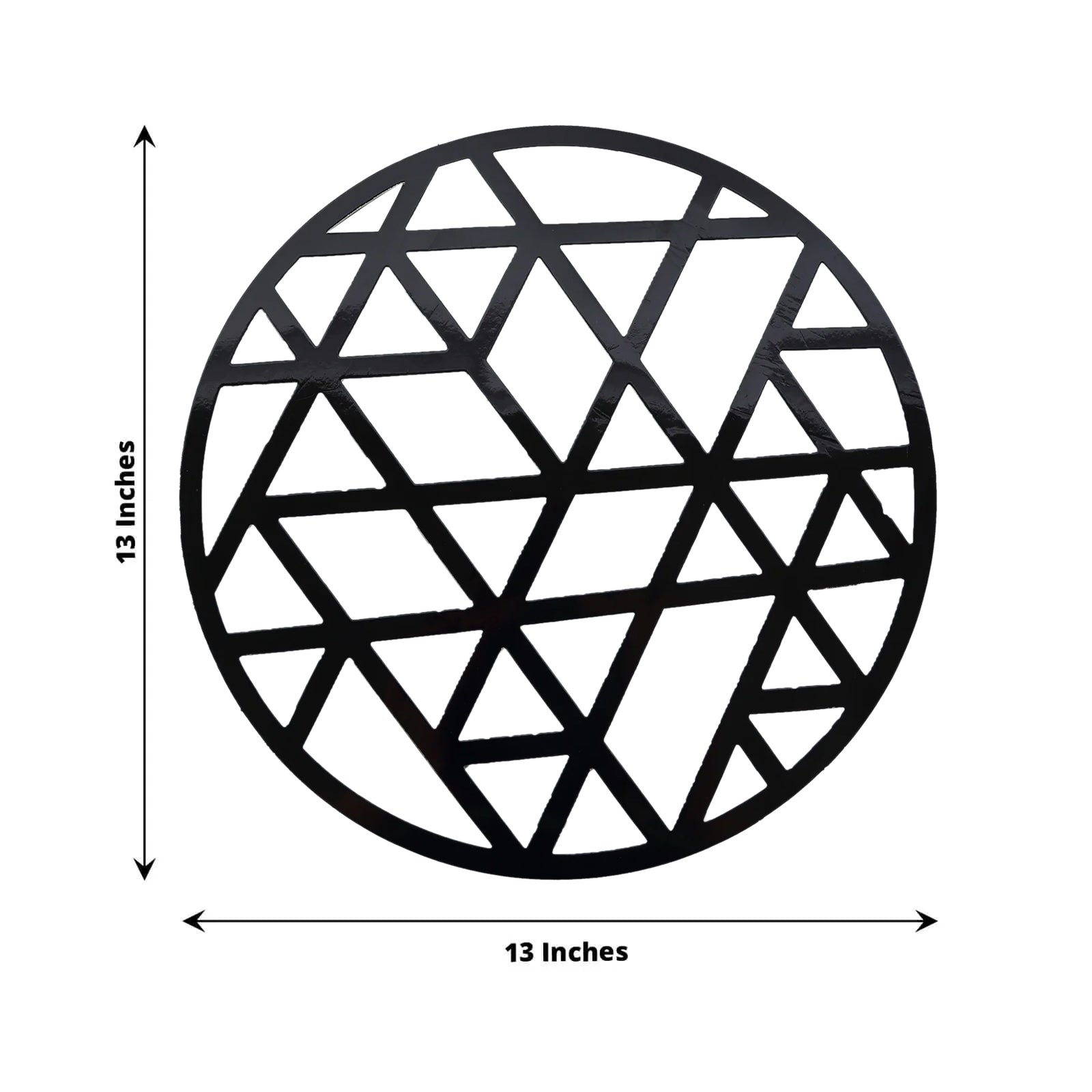 Hot Sale! 6-Pack Black Cardboard Disposable Table Placemats with Laser-Cut Geometric Triangle Design, 13 Inches