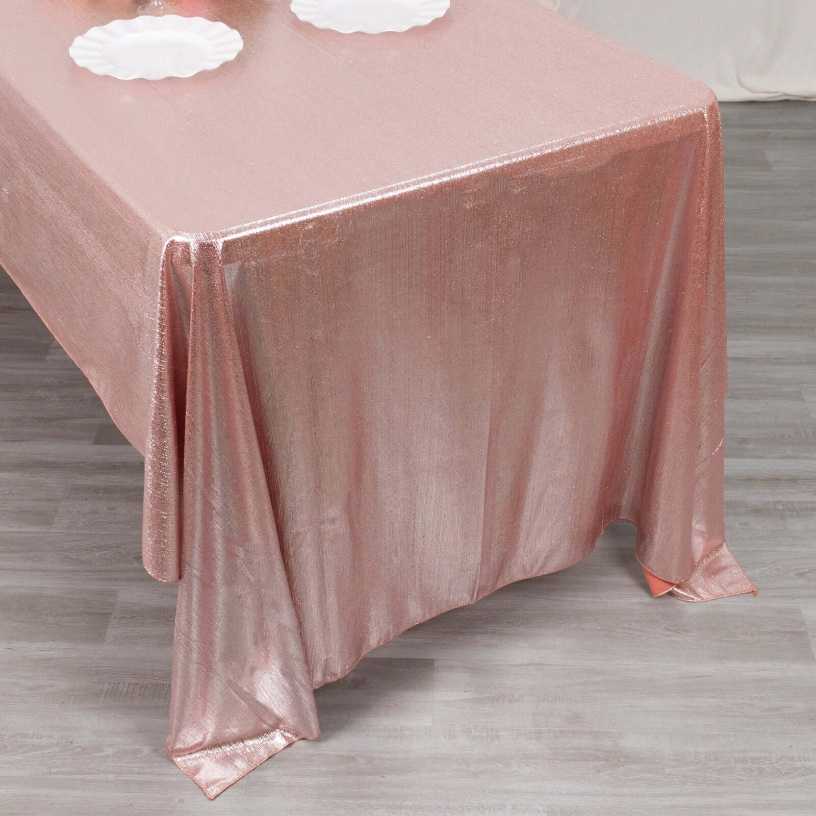 Sparkling Rose Gold Sequin Dots Polyester Rectangle Tablecloth - Wrinkle-Free & Reusable