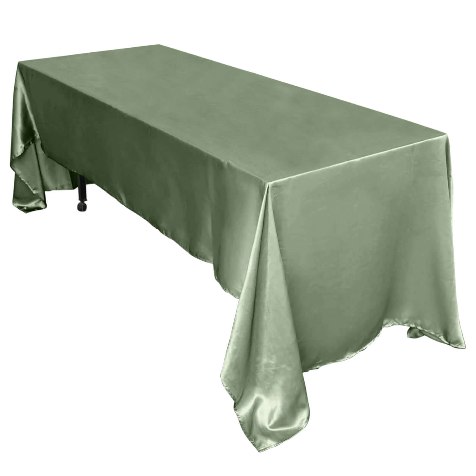 Dusty Sage Green Satin Tablecloth 60x126 - Lustrous and Wrinkle-Resistant