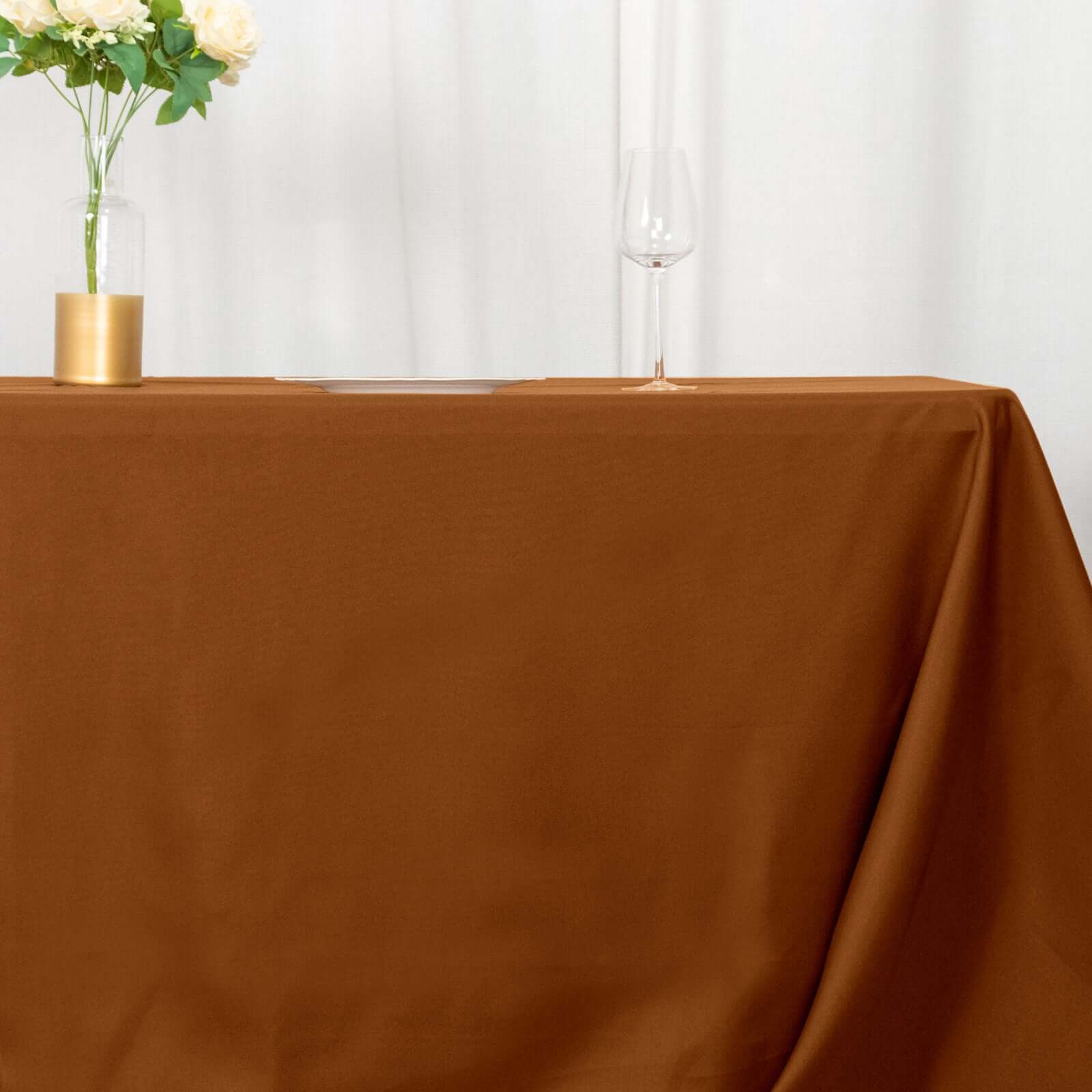 Stylish & Durable Cinnamon Brown Polyester 72x120 Rectangle Tablecloth