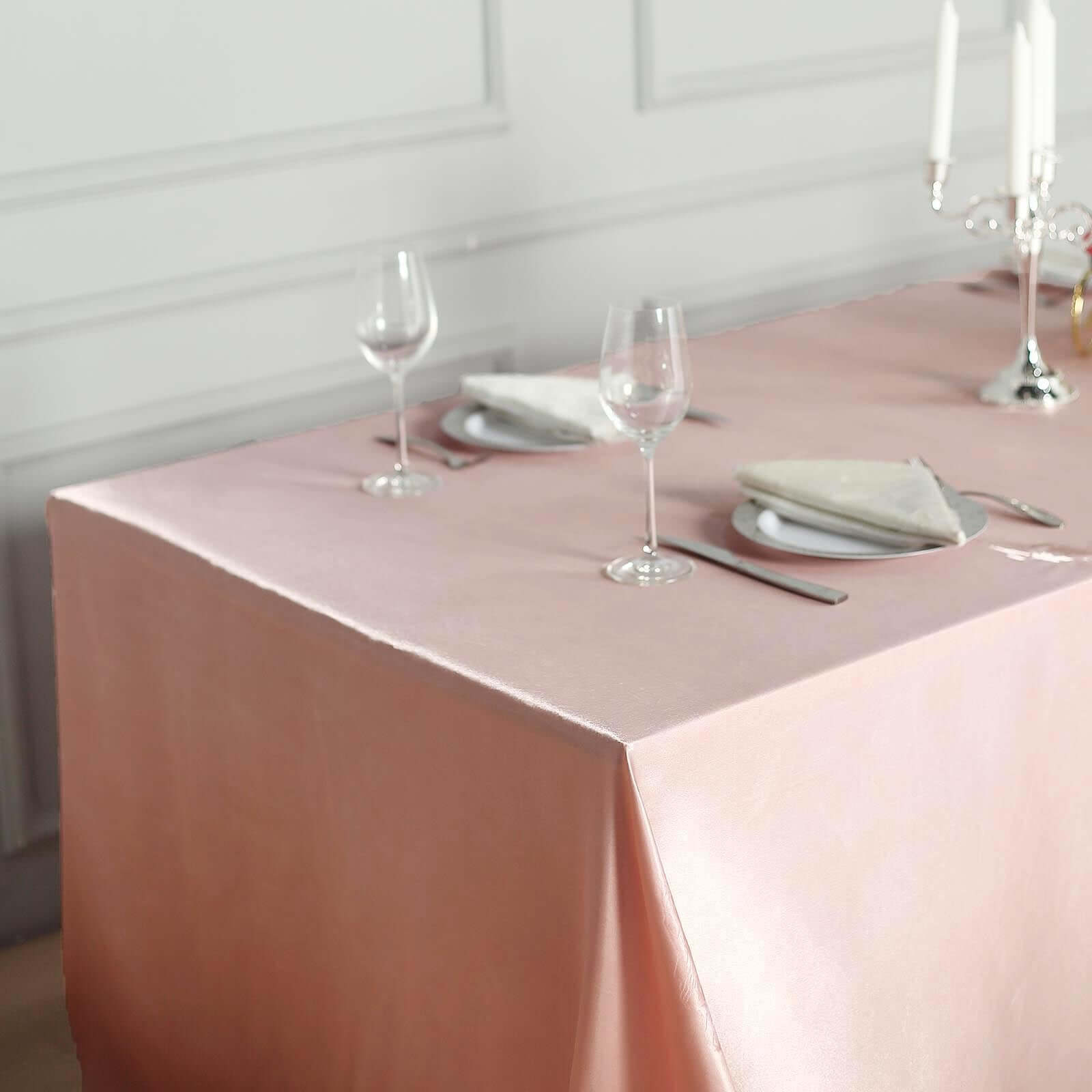 Dusty Rose Satin Rectangular 60x102 Tablecloth - Smooth & Lustrous Cover