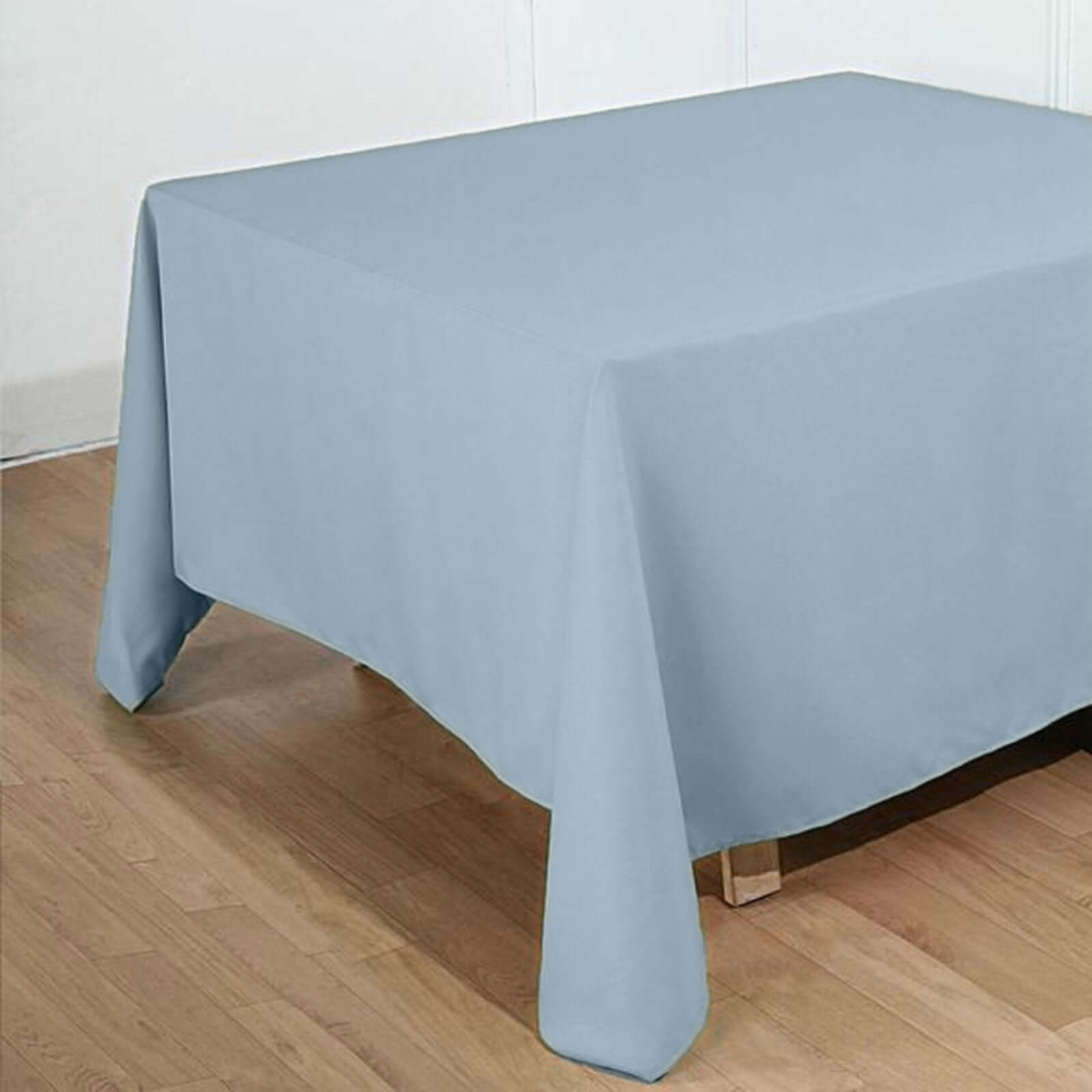 Durable Wrinkle-Resistant 90x90 Polyester Square Tablecloth in Dusty Blue