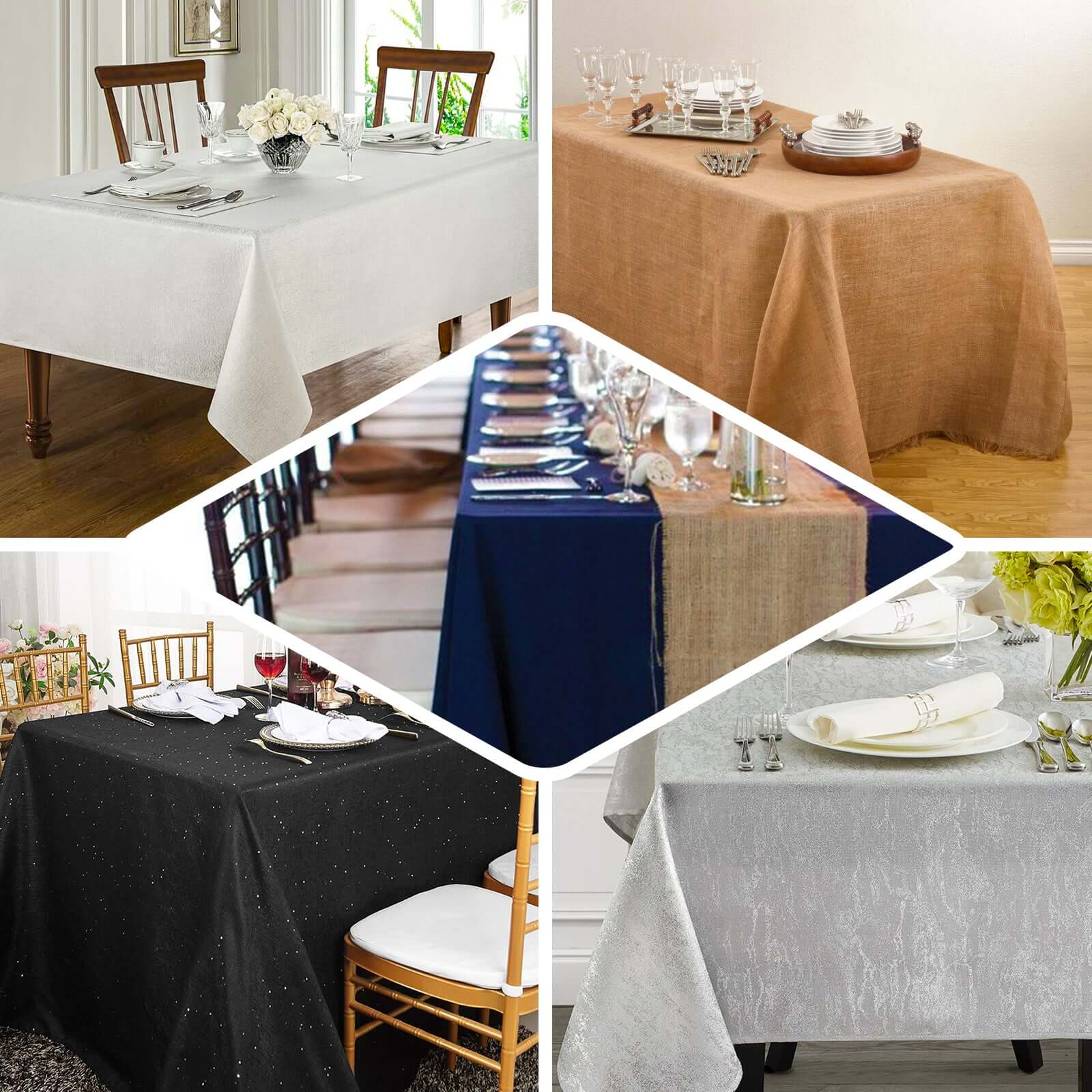 Hot! Taupe Faux Linen 90x132 Rectangular Wrinkle-Resistant Tablecloth