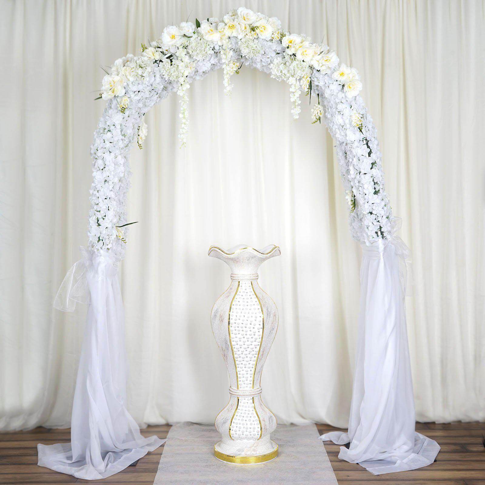 40-Inch Gold Shimmering Marble Design Flower Pot Vase with Pearl and Mirror Mosaic Decor