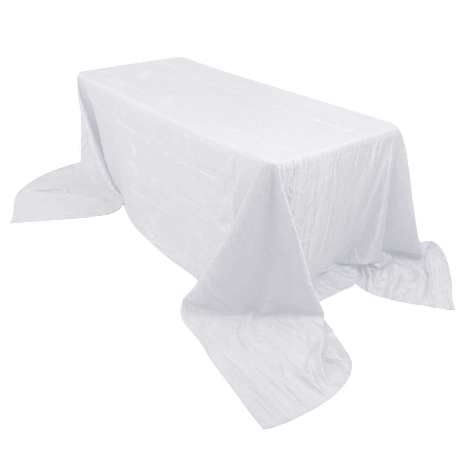 Stylish White Crinkle Taffeta Rectangle Tablecloth for Celebrations - 90x156