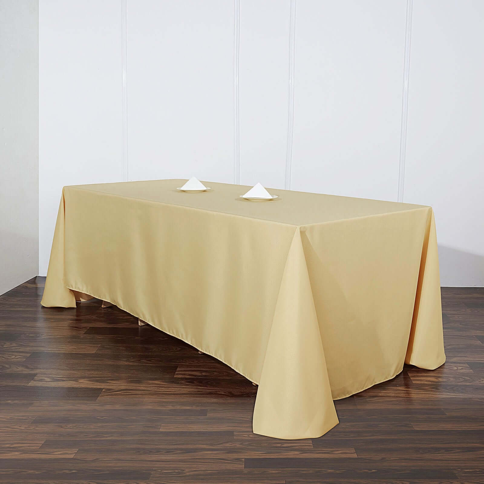Champagne Seamless Wrinkle-Resistant Polyester Rectangle Tablecloth 90x132 - Ideal for Events