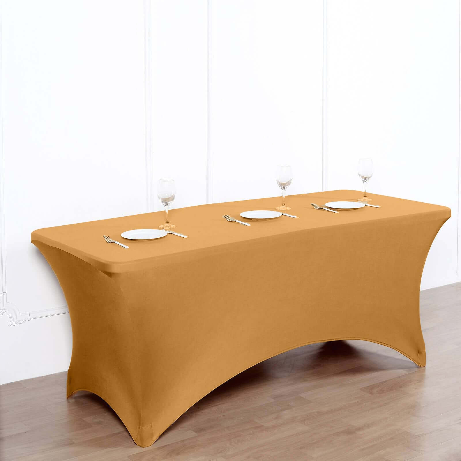 Premium Gold Stretch Spandex Table Cover (96x30 inches) - Ideal for Events & Presentations