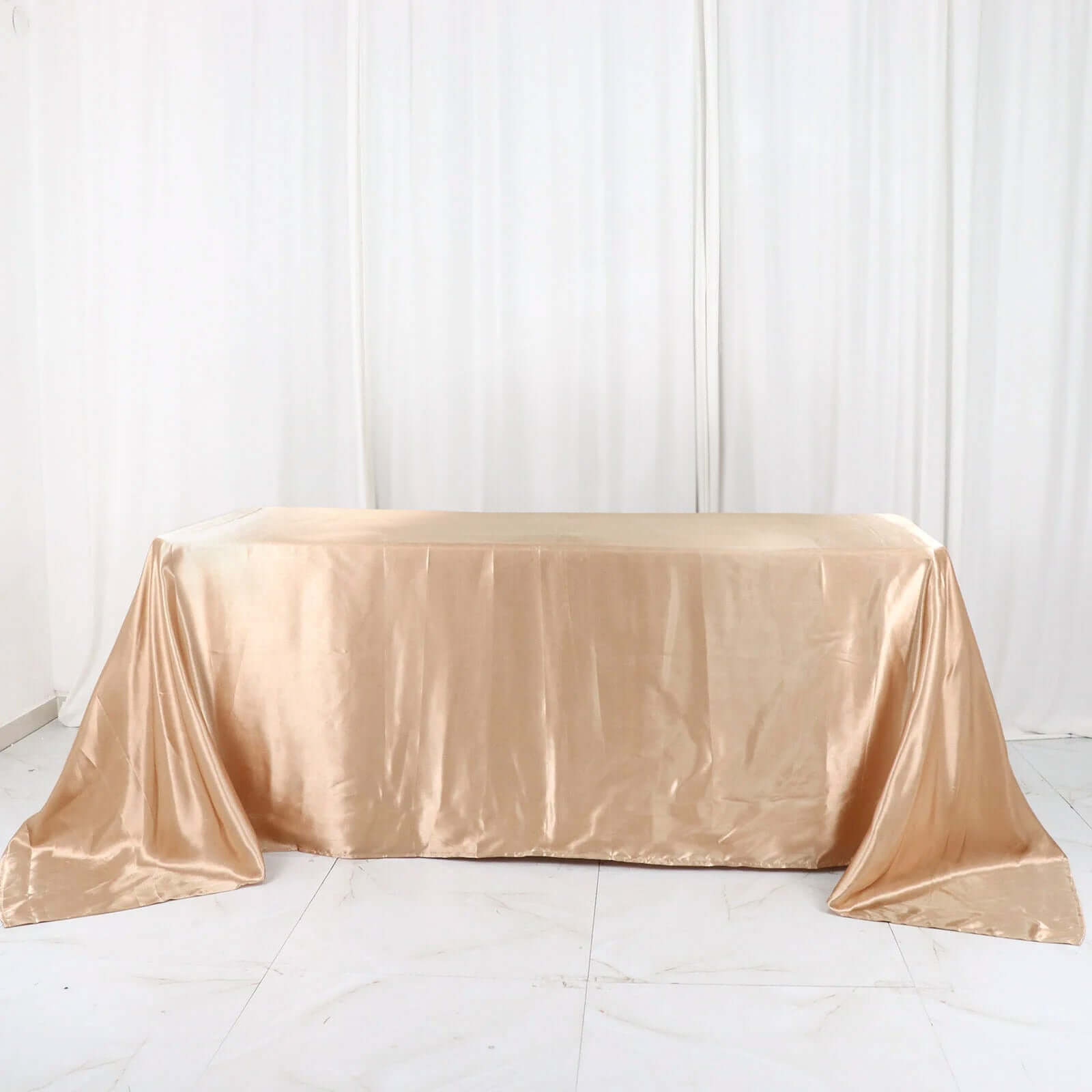Hot Sale! Nude Seamless Satin Rectangular Tablecloth, 90x132 Size for Various Occasions
