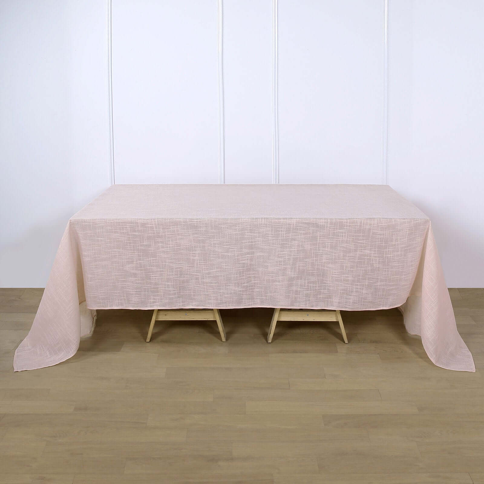 Hot Sale! Blush Seamless Faux Linen Rectangular Tablecloth 90x132 - Wrinkle Resistant