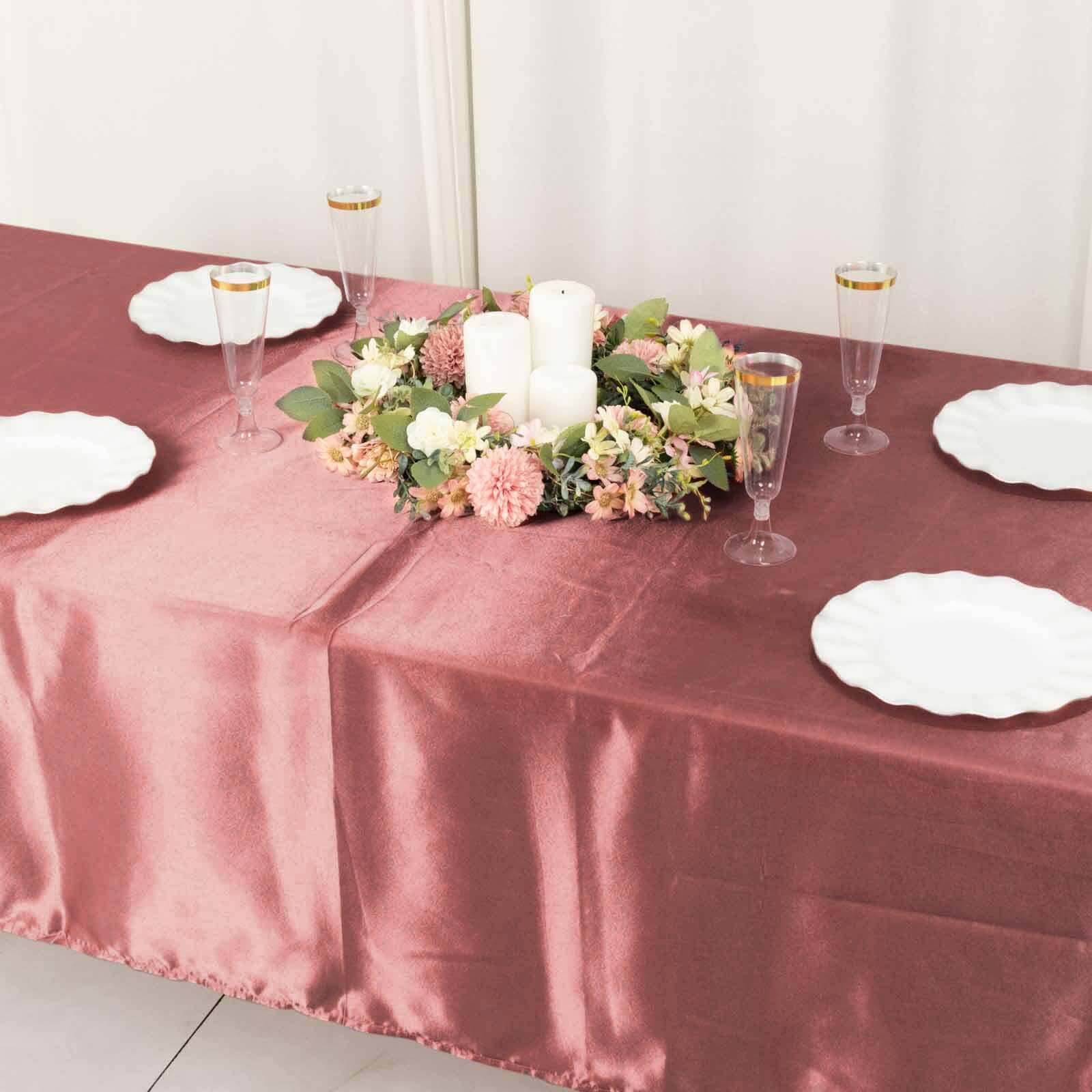 Hot Sale! Smooth and Lustrous Satin Table Cover in Cinnamon Rose, 60x102 Rectangular Tablecloth