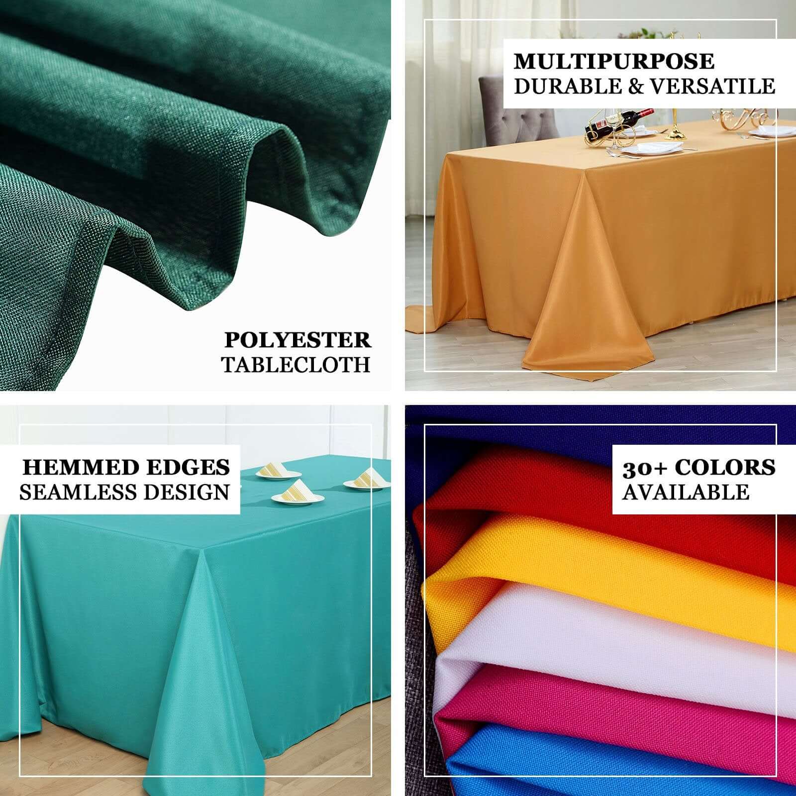 Stylish & Durable Cinnamon Brown Polyester 72x120 Rectangle Tablecloth