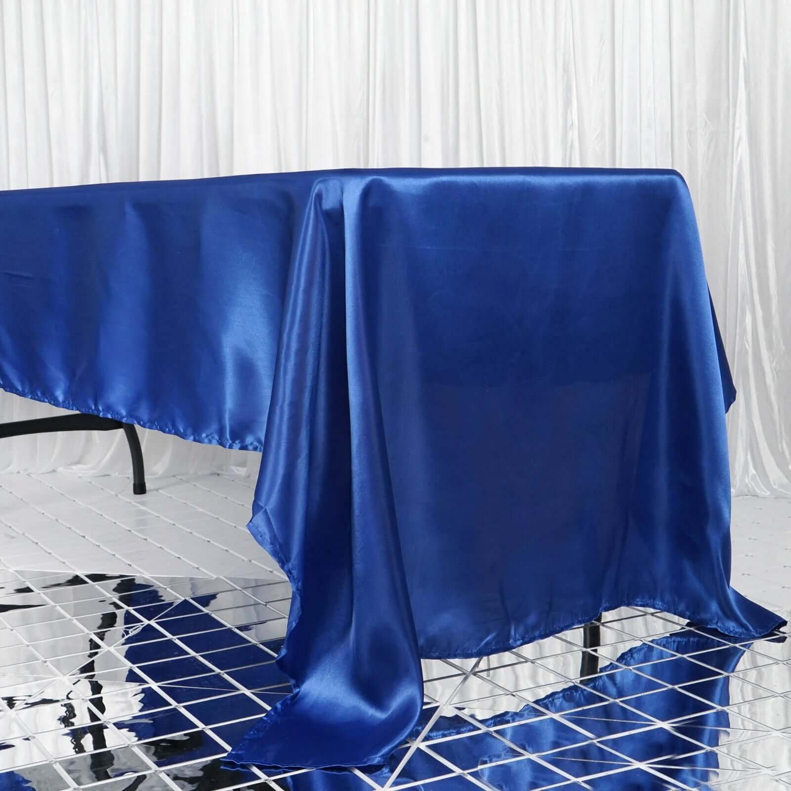 Royal Blue Satin 60x126 Rectangular Tablecloth - Smooth, Lustrous & Stain-Resistant