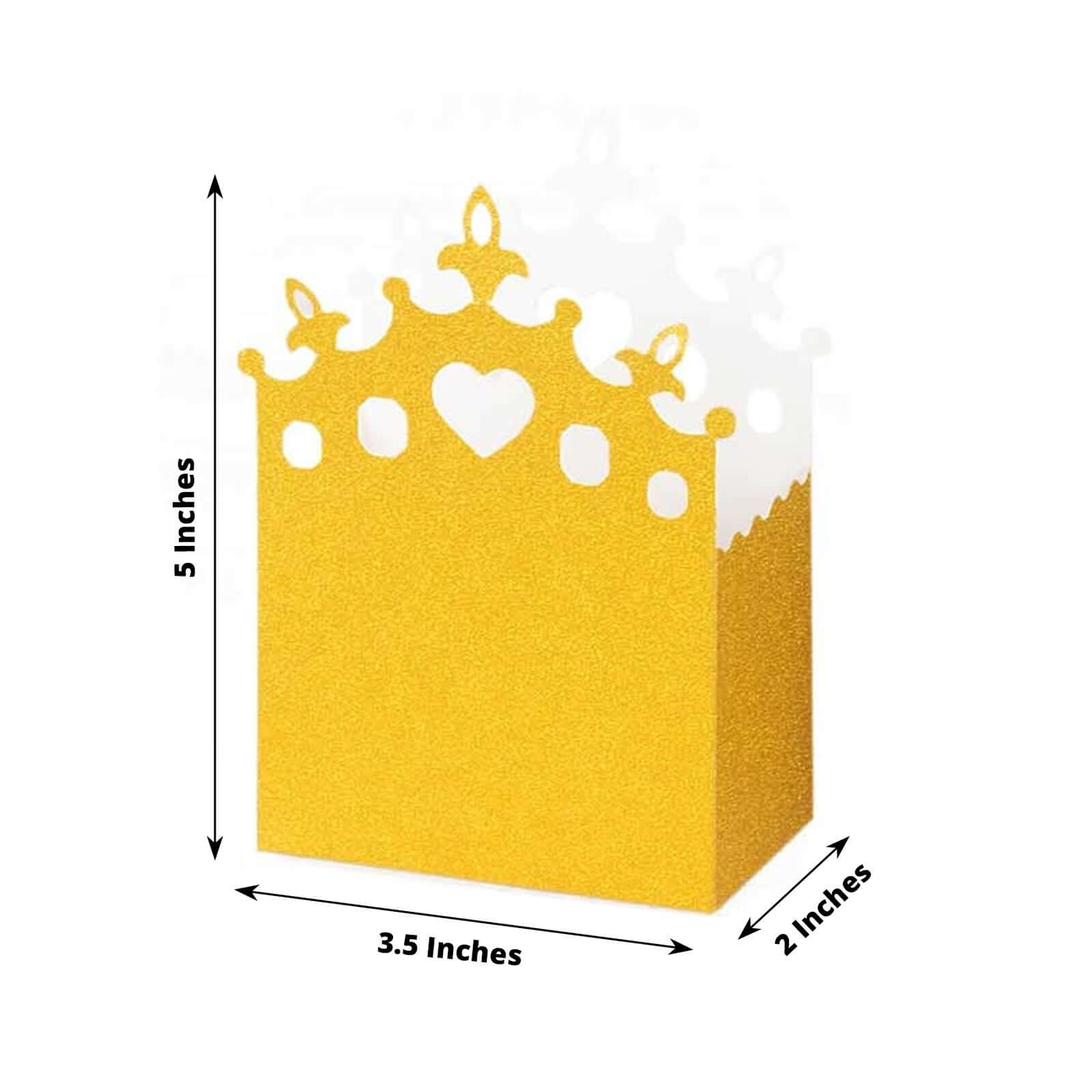 Hot Sale! 20-Pack Gold Glitter Princess Crown Cardstock Favor Boxes for Weddings, Birthdays & More