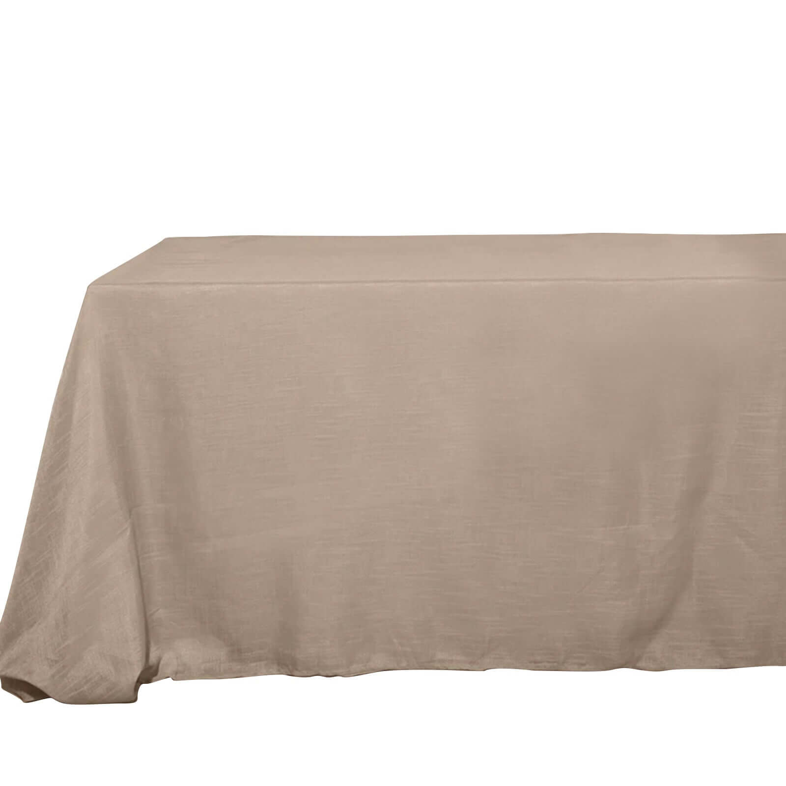 Taupe Faux Linen Rectangular Tablecloth (90x156) - Wrinkle-Resistant & Slubby Texture