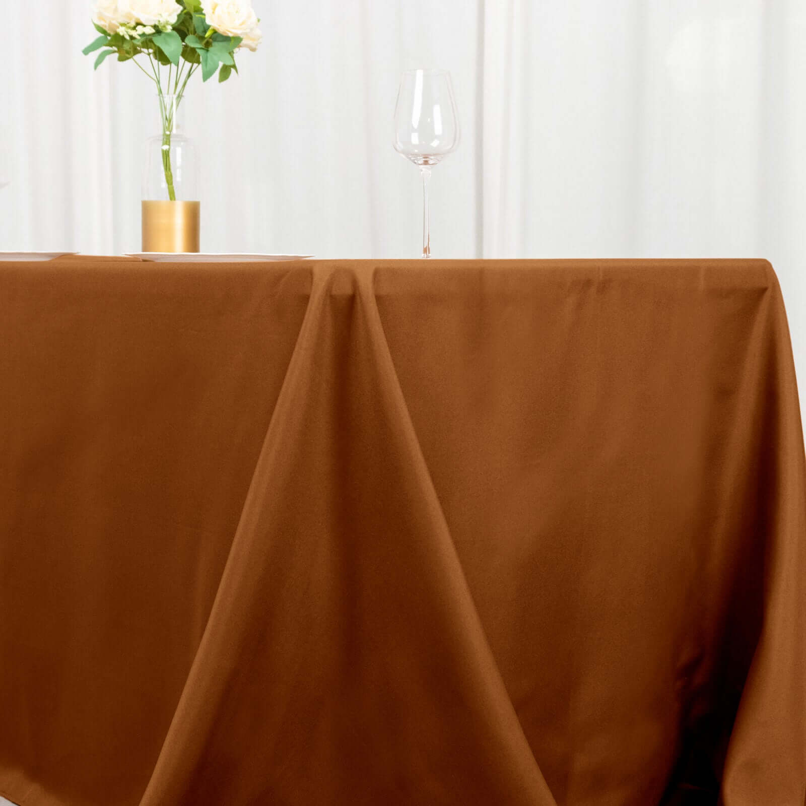 Stylish & Durable Cinnamon Brown Polyester 72x120 Rectangle Tablecloth
