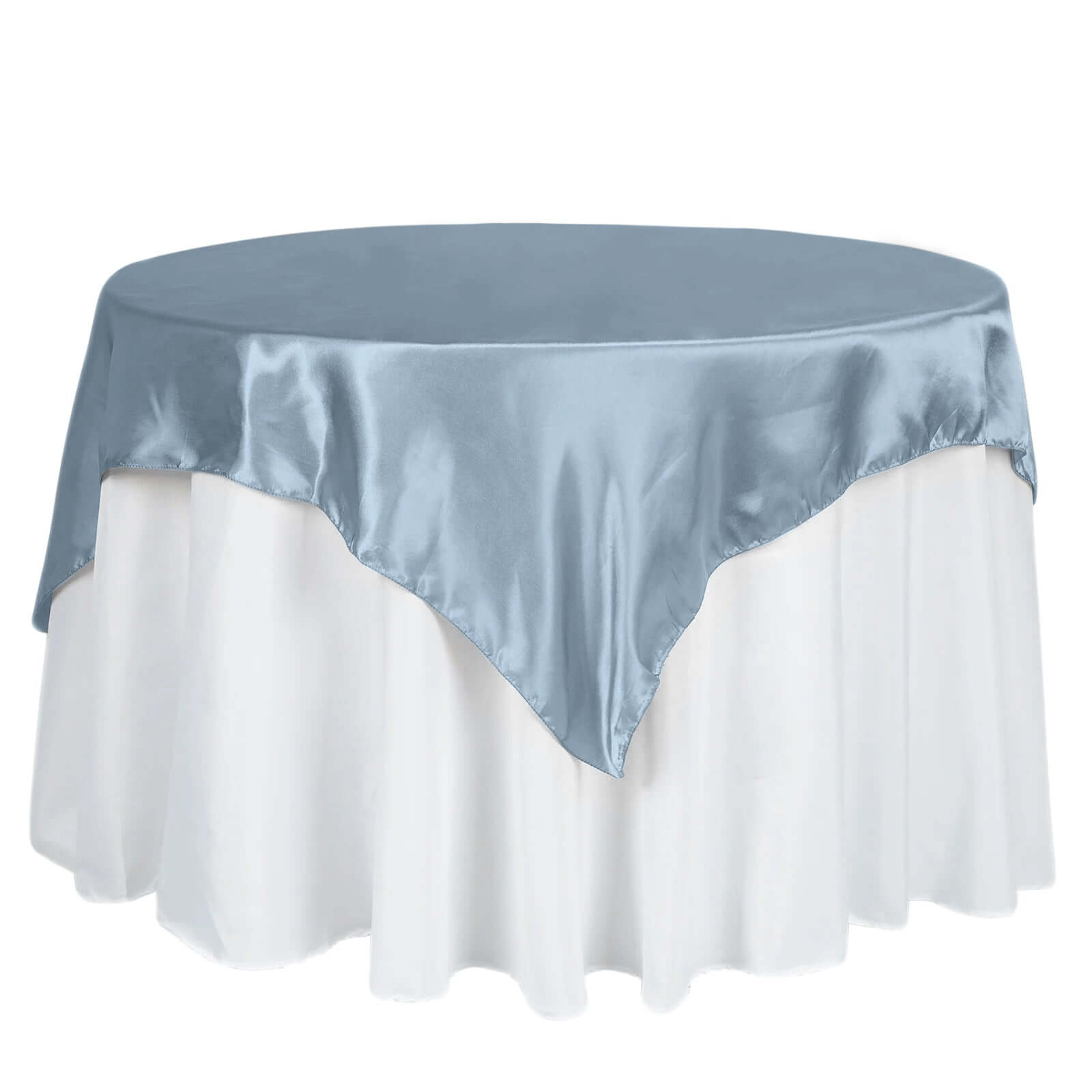 Satin 60x60 Table Overlay Square Tablecloth Dusty Blue - Smooth Silky Touch Table Cover