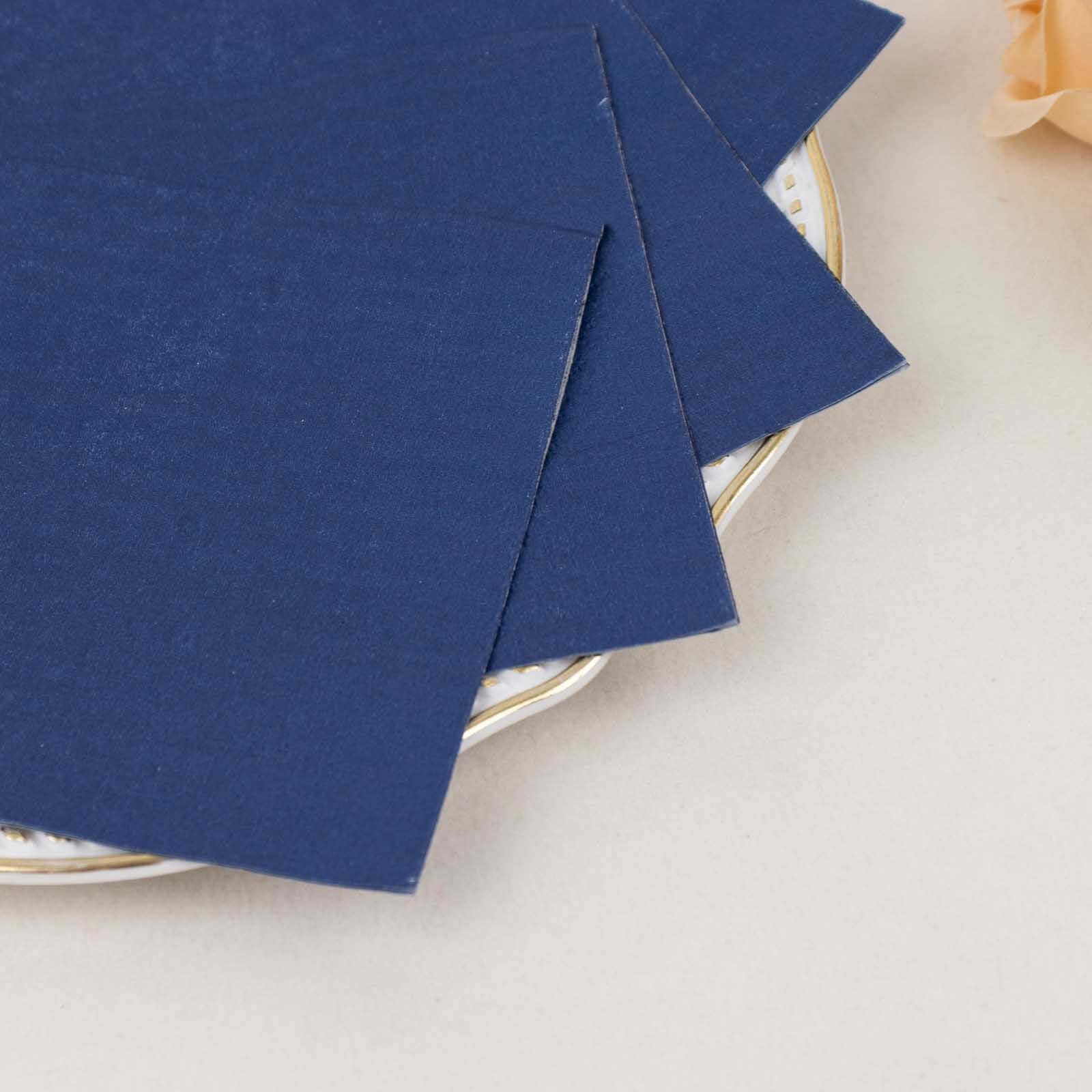 50-Piece Navy Blue 2-Ply Disposable Soft 18GSM 5x5 Cocktail Beverage Paper Napkins
